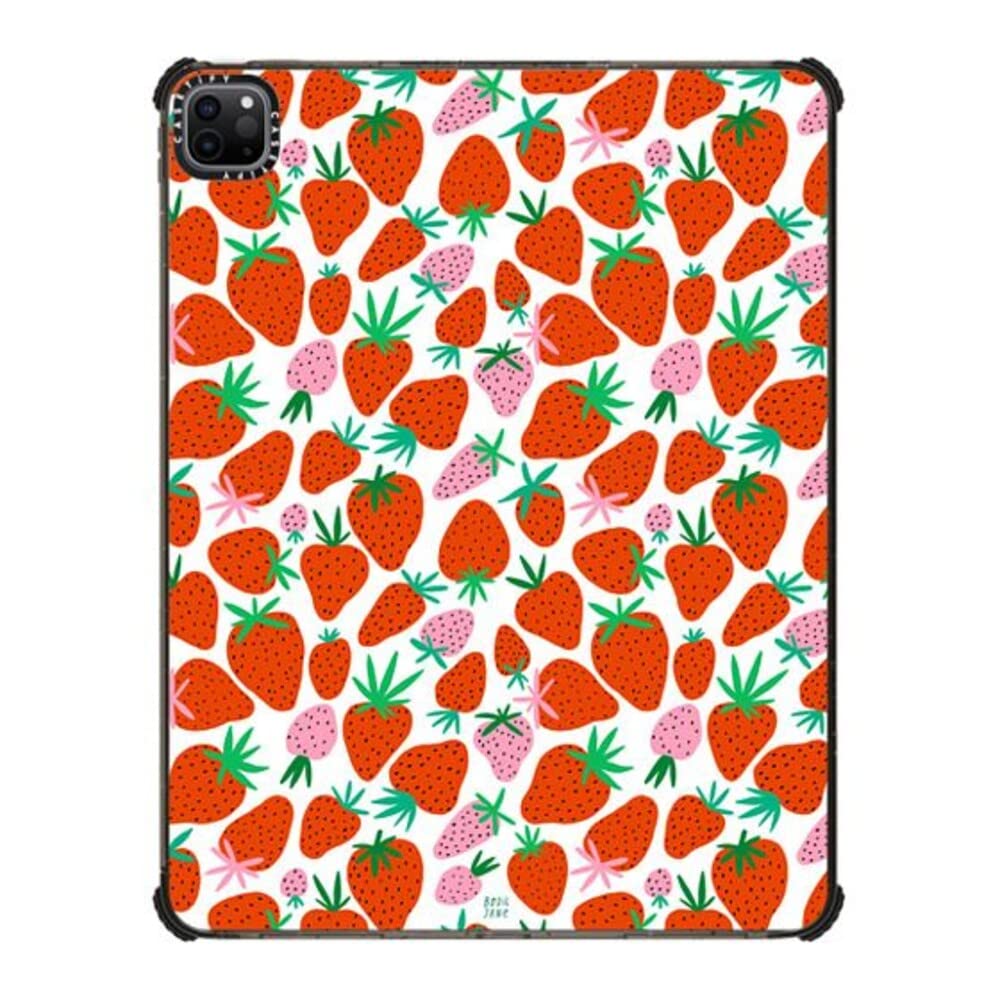 Casetify Impact Case For Ipad Pro 12.9'' (3Rd/4Th/5Th/6Th Gen)   Strawberries By Bodil Jane   Clear Black
