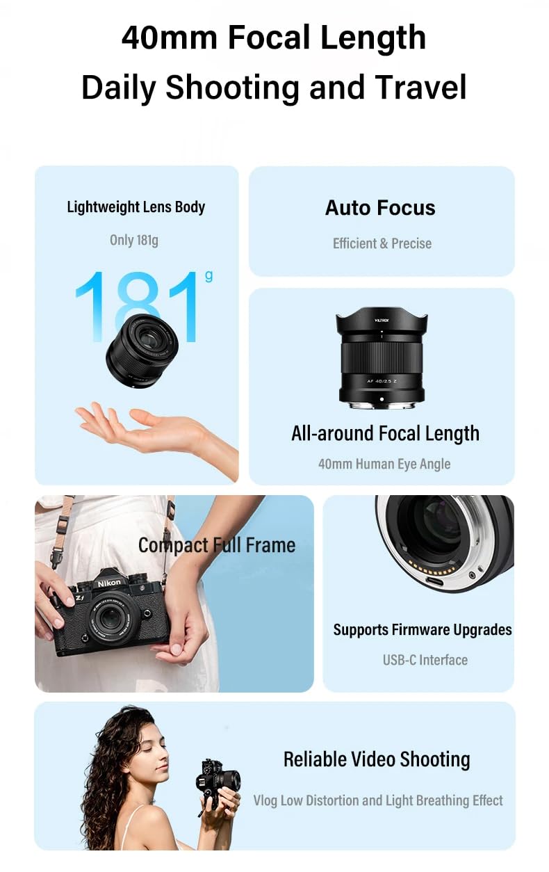 Viltrox Af 40Mm F2.5 F/2.5 Z Mount Lens For Nikon Mirrorless Cameras,Full Frame Auto Focus Lens For Zf Z5 Z50 Z6 Z6Ii Z7Ii Z8 Z9