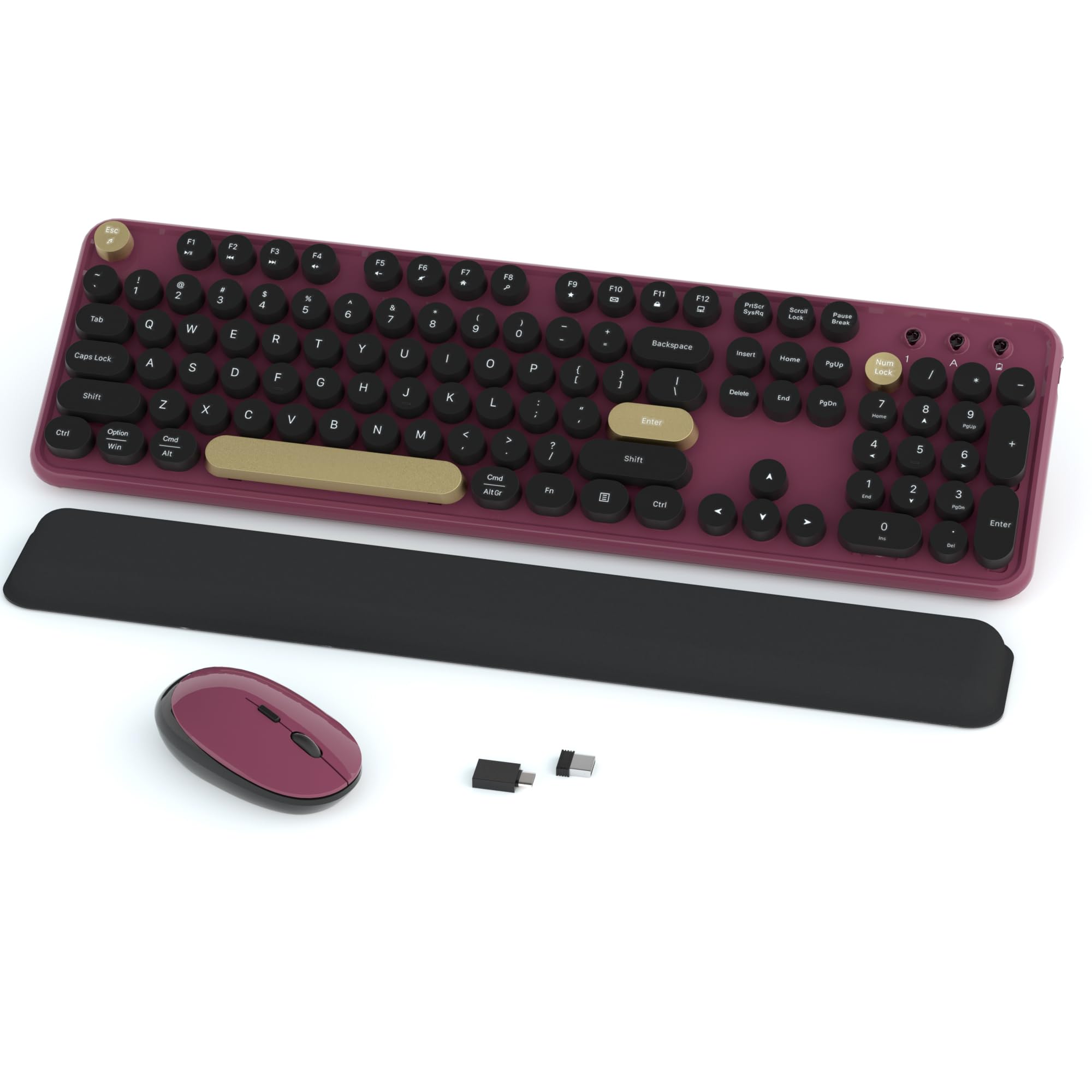Wireless Keyboard And Mouse Combos, Retro Keyboard And Mouse Wireless Full Size, 2.4Ghz Connection And Optical Mouse For Windows