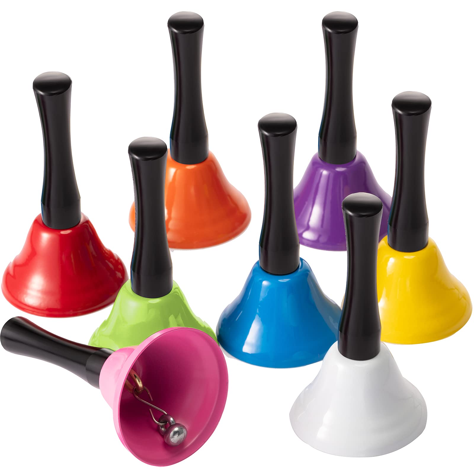 24 Pieces Metal Steel Hand Bell Call Service Colorful Note Musical Instruments Handbell With Black Wooden Handles For School Din