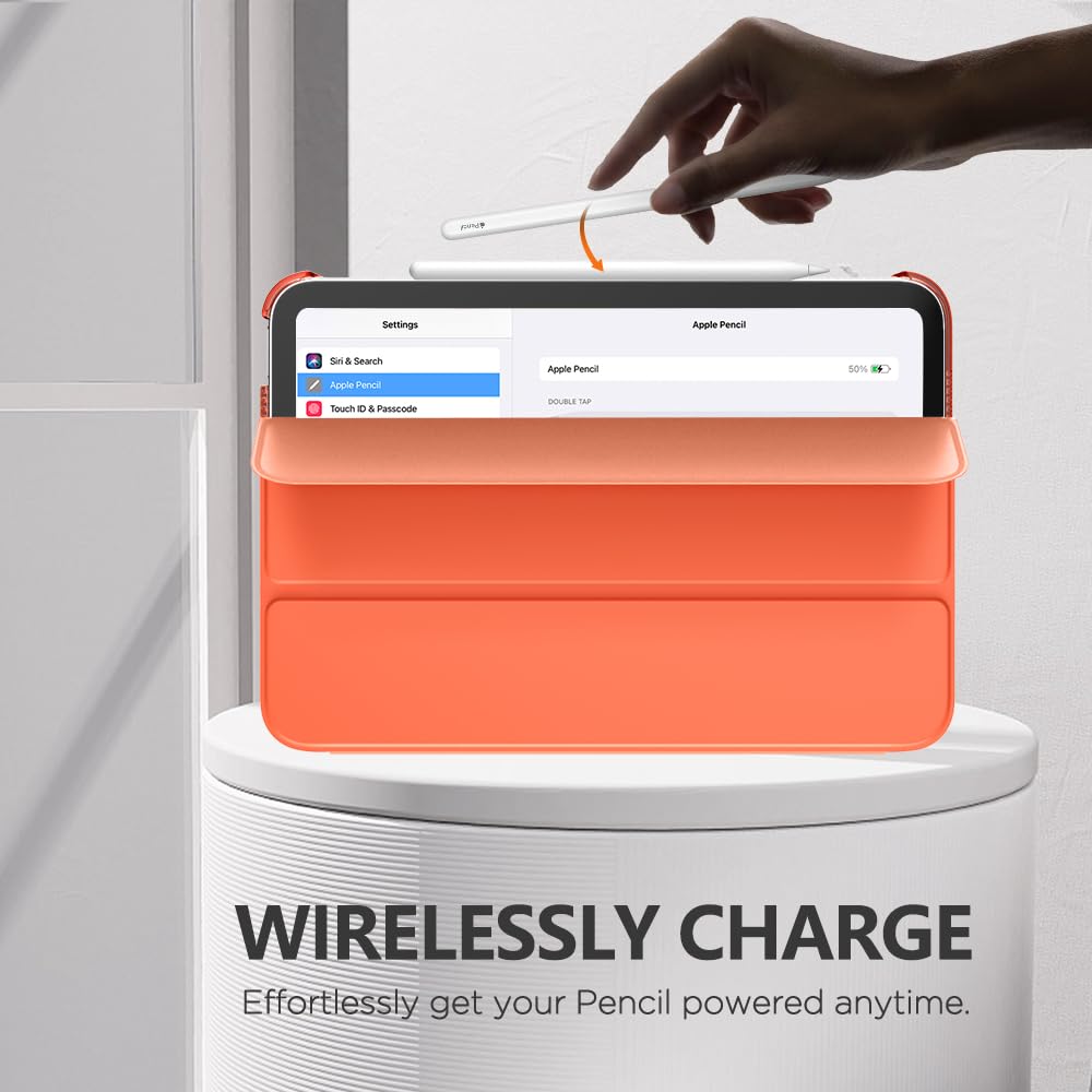 MoKo for iPad Mini 7 (A17 Pro) Case 2024,iPad Mini 6 Case 2021,8.3 inch iPad Mini 7th/6th Generation Case,Slim Lightweight Hard Back Shell Stand Cover for iPad Mini 2024 with Touch ID, Orange