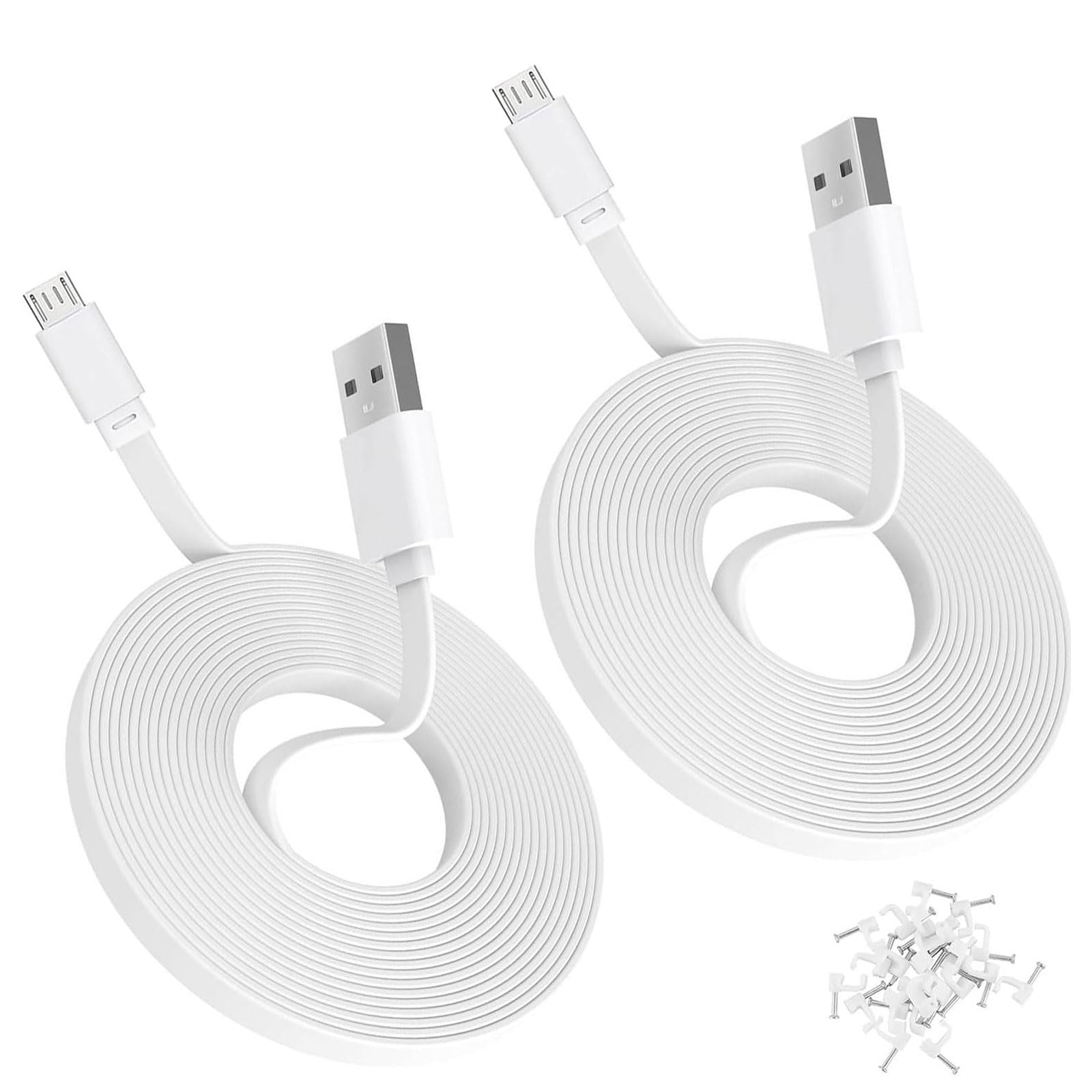 2Pack 20FT/6m Power Extension Cable Compatible with Simplisafe,Kasa Camera,Ring Indoor Cam(2nd Gen),Roku,PS4 Controller,VTech,Ba