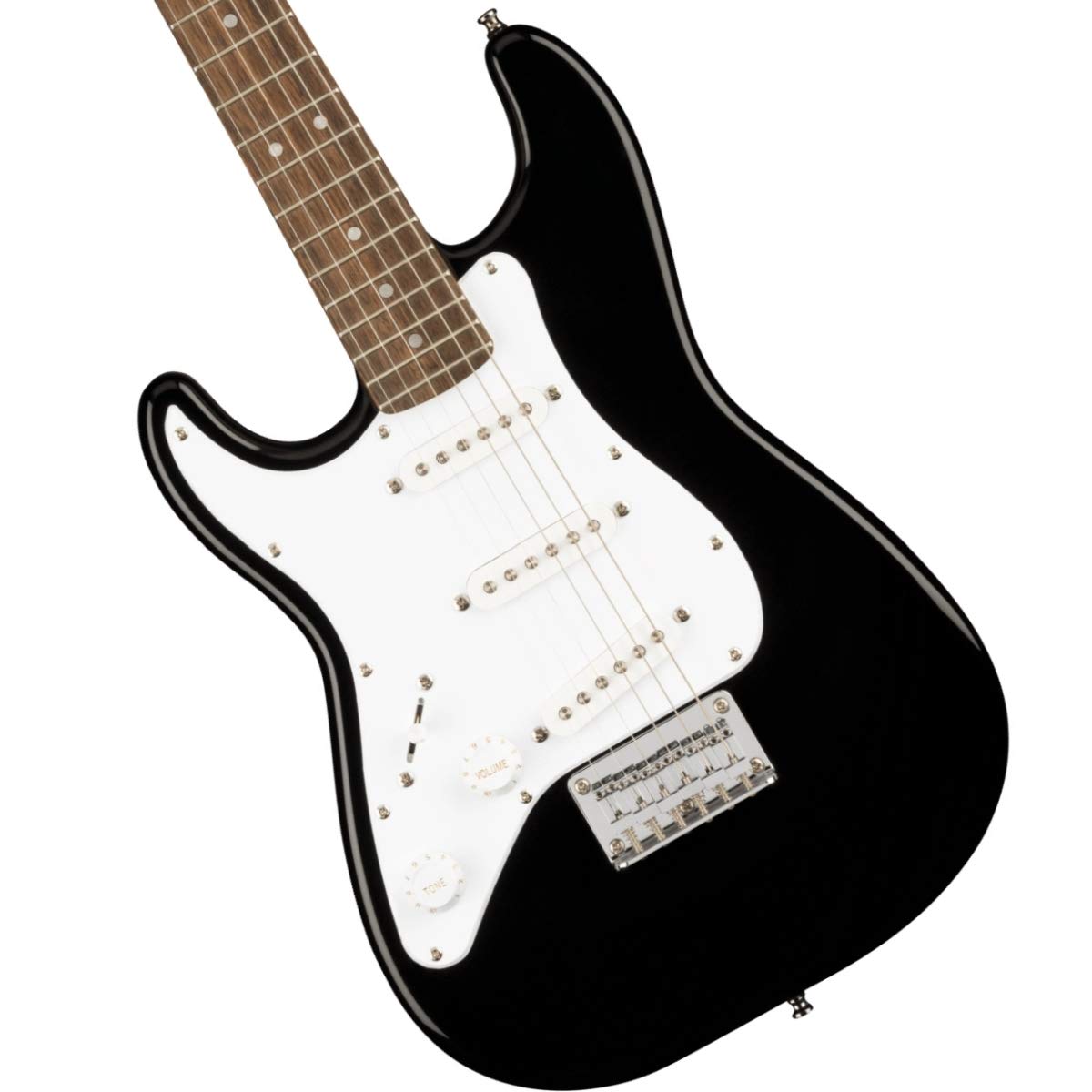 Squier Mini Stratocaster Electric Guitar, with 2-Year Warranty, Black, Laurel Fingerboard, Left-Handed