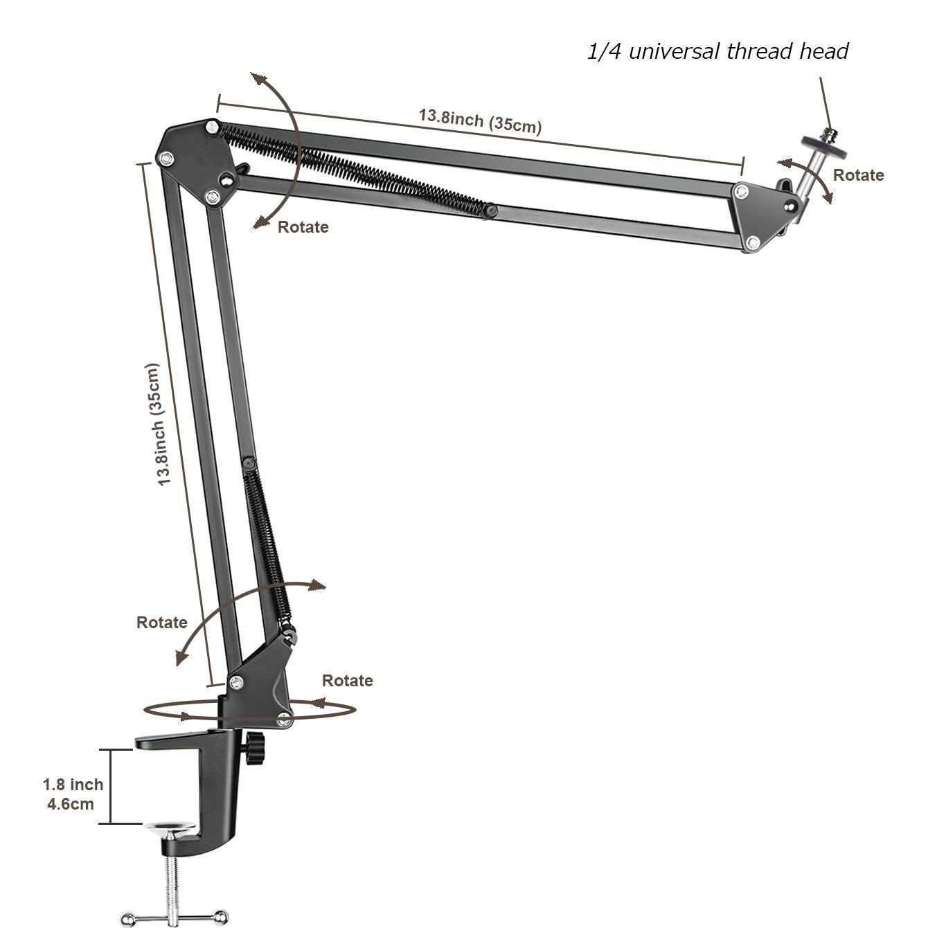 Overhead Tripod Mount For Camera Webcam Ring Light, Flexible Over Head Arm For Iphone With Phone Holder And Ball Head, Table Stand Accessory For Phone Video Recording Live Stream