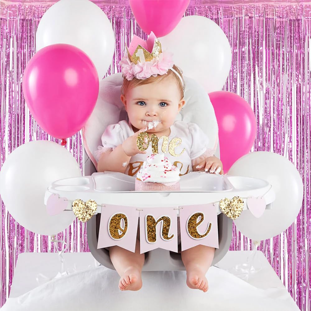 Beishida 4 Pcs Pink Door Streamers Tinsel Curtain Party Streamers Backdrop Fringe Foil Wall Background For Birthday Christmas We