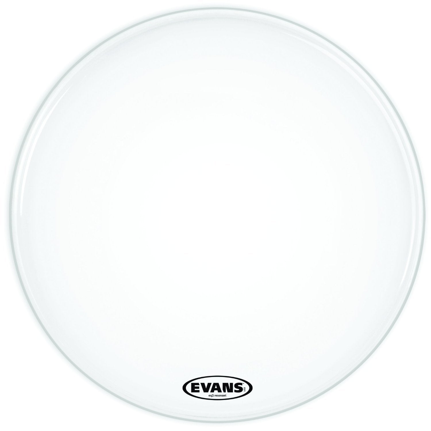 Evans Eq3 Resonant Smooth White Bass Drum Head, No Port, 16 Inch