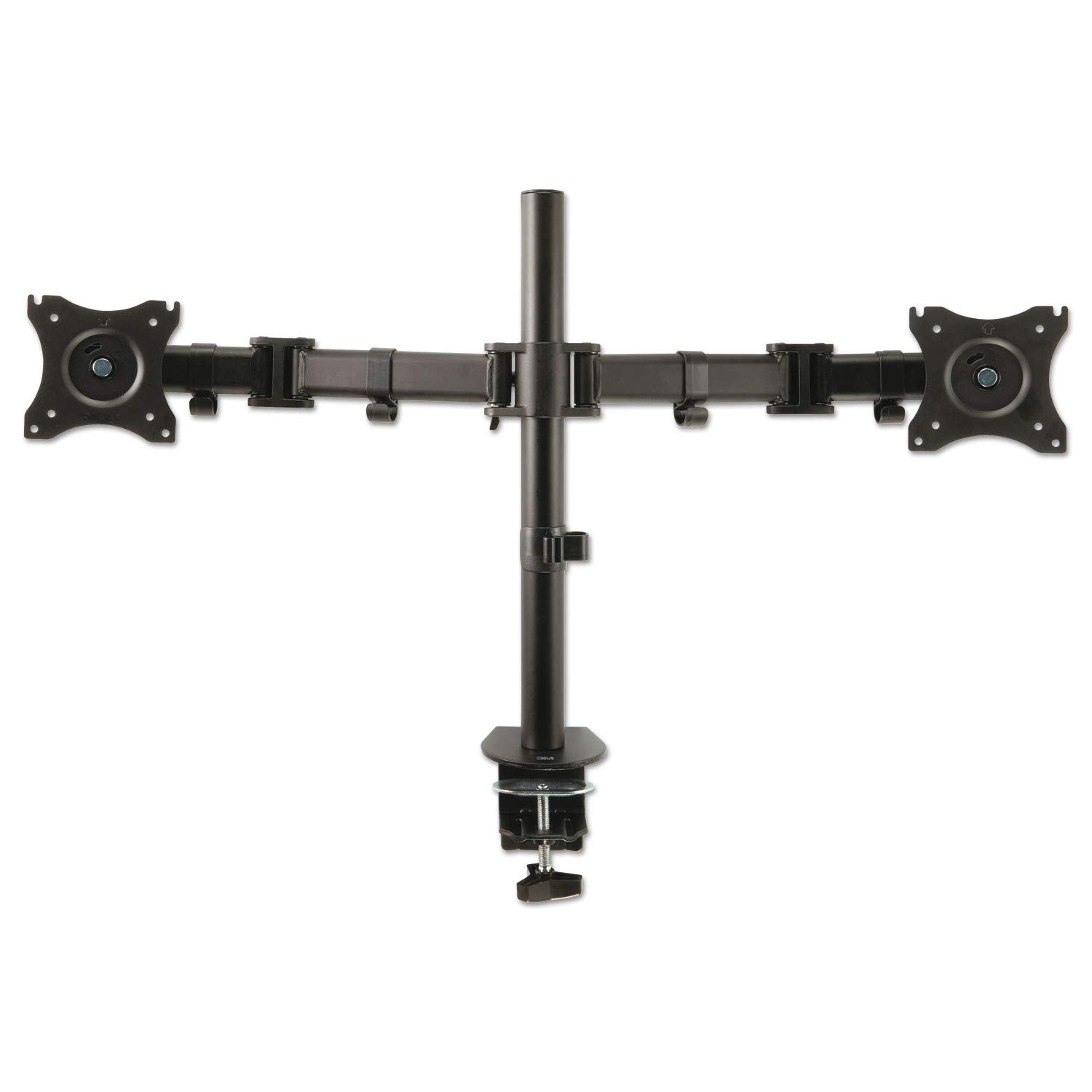3M Dual Monitor Mount, for 27 Monitors, 360 Degree Rotation, +45 Degree/-45 Degree Tilt, 90 Degree Pan, Black, Supports 20 Lb