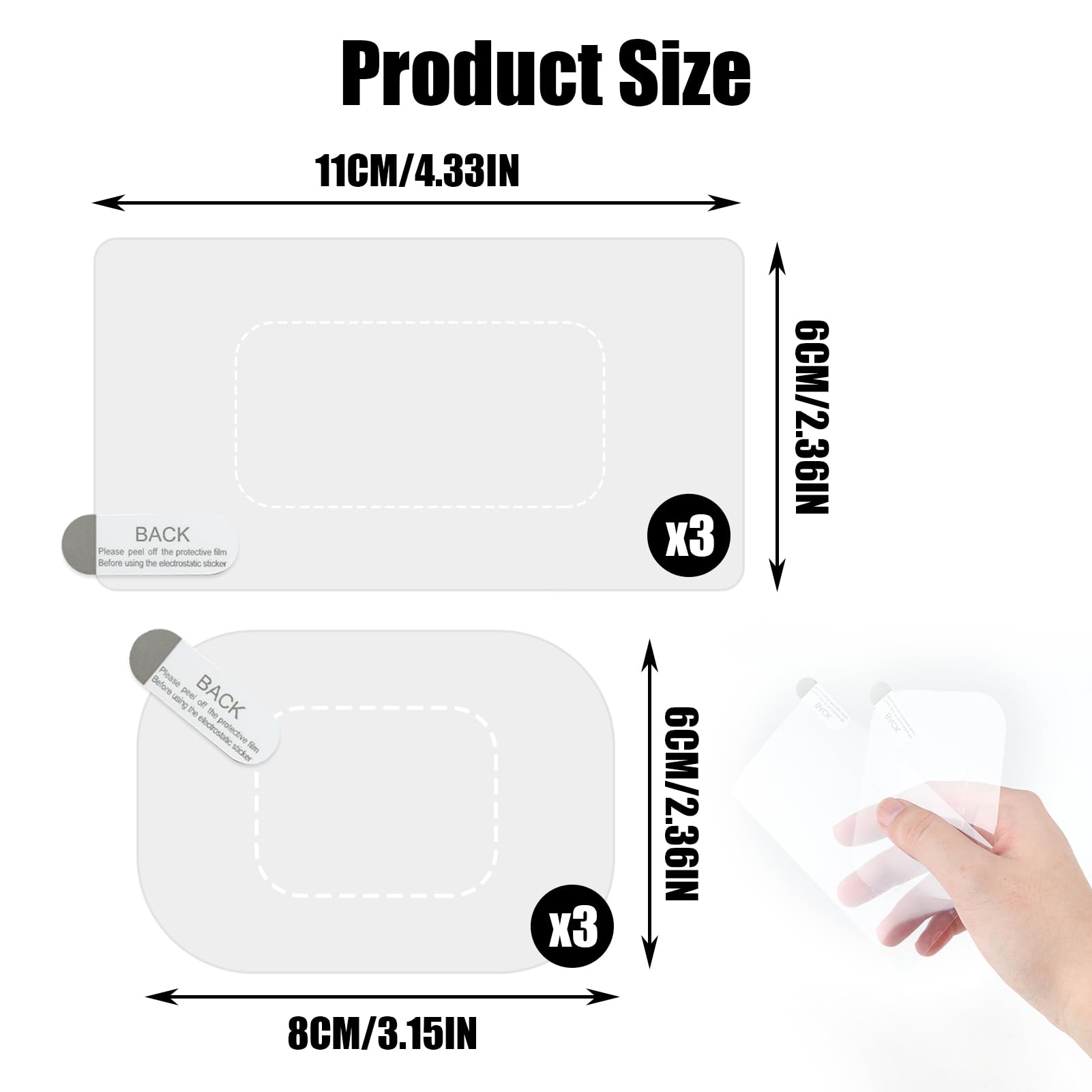 Gugumo 6Pack Dashcam Windshield Sticker, Sturdy Car Hud Screen Sticker Film Easily Prevent Scratching & Falling, Durable And Reu