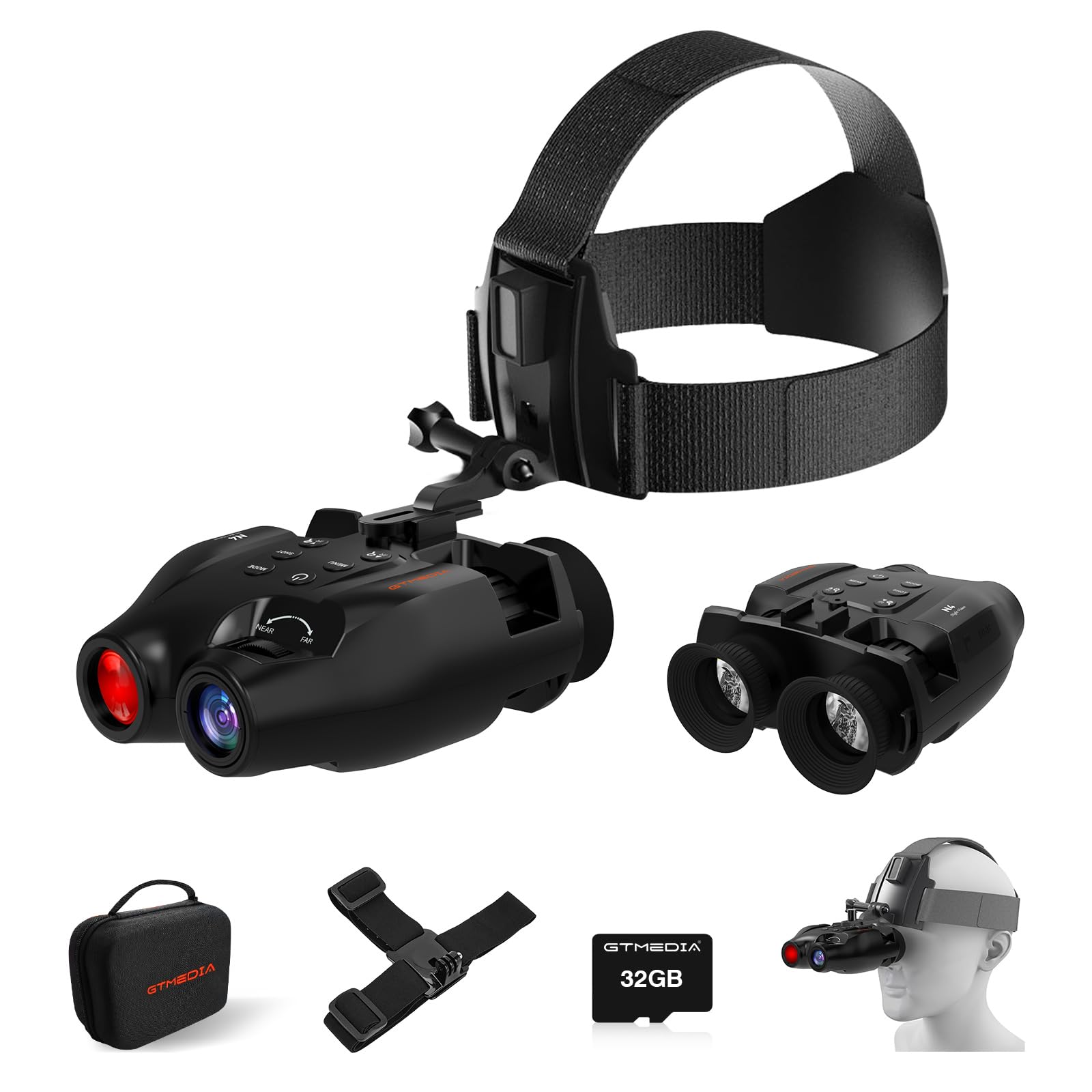 Xytec Night Vision Goggles, Head Mounted Digital Infrared Night Vision Binoculars For Adults, 5X Digital Zoom, Hd Large Screen B