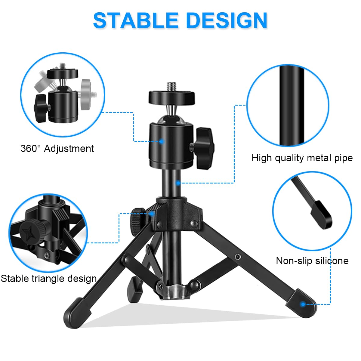 Jcwiny Mini Projector Stand   Table Top Tripod With Tilt Angle Adjustable Small Tripod For Projectors, Cameras, Dslr, Smartphones