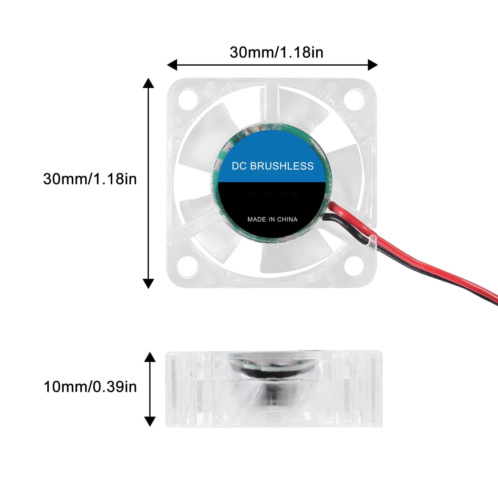 4Pcs 3010 Fan 30Mm 30X30X10Mm Rgb Fan Color Led Dc 24V 3010 Dc Cooler Hydraulic Bearing Brushless Cooling 30X10Mm 2Pin