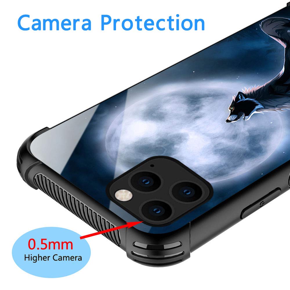 Zhegailian Case Compatible With Iphone 12,Moonlight Wolf Case For Iphone 12 Pro For Boys Men,Pattern Design Anti Scratch Organic