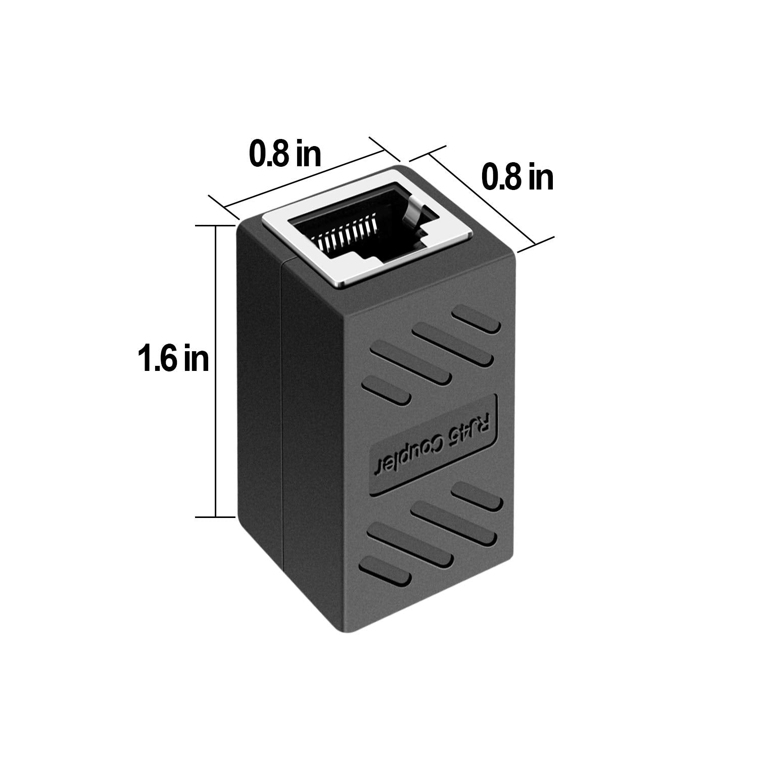 Zuzong Rj45 Inline Coupler Ethernet Extender Cat7 Cat6 Cat5E Ethernet Coupler Female To Female(Rj45 Coupler Black 20 Pack)