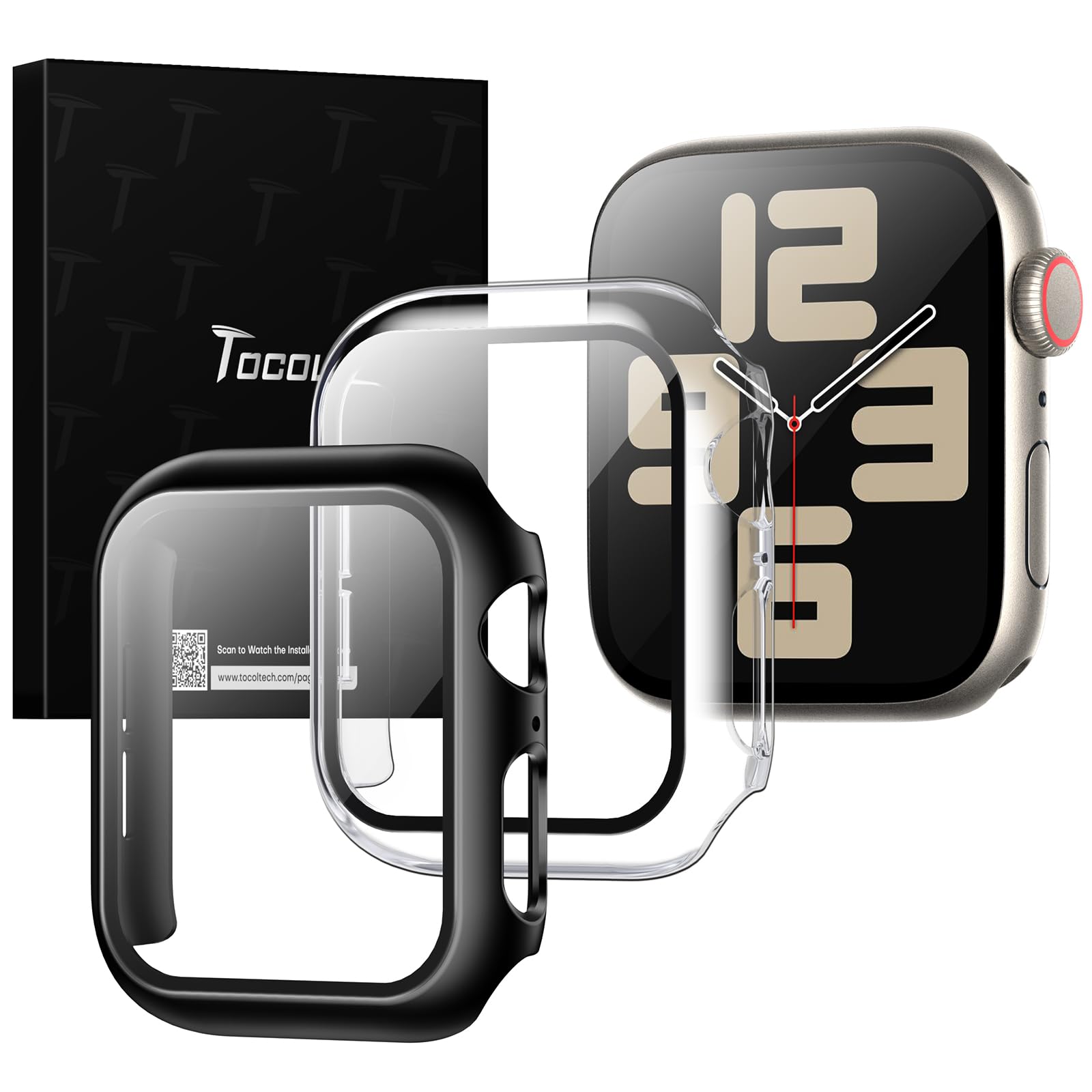 Tocol 2 Pack For Apple Watch Case 40Mm, Compatible With Apple Watch Se/Series 6/5/4, [10X Military Grade Shockproof], [Touch Sen