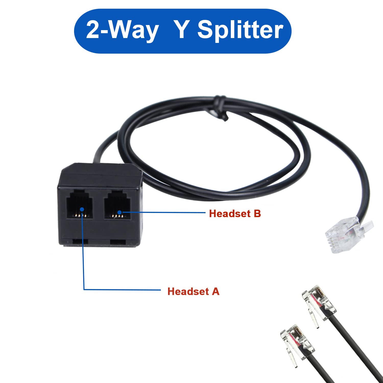 Telephone Training Adapter Y Splitter For Rj9 Headset Or Handset Phone Splitter Compatible With Cisco, Yealink, Avaya, Plantroni