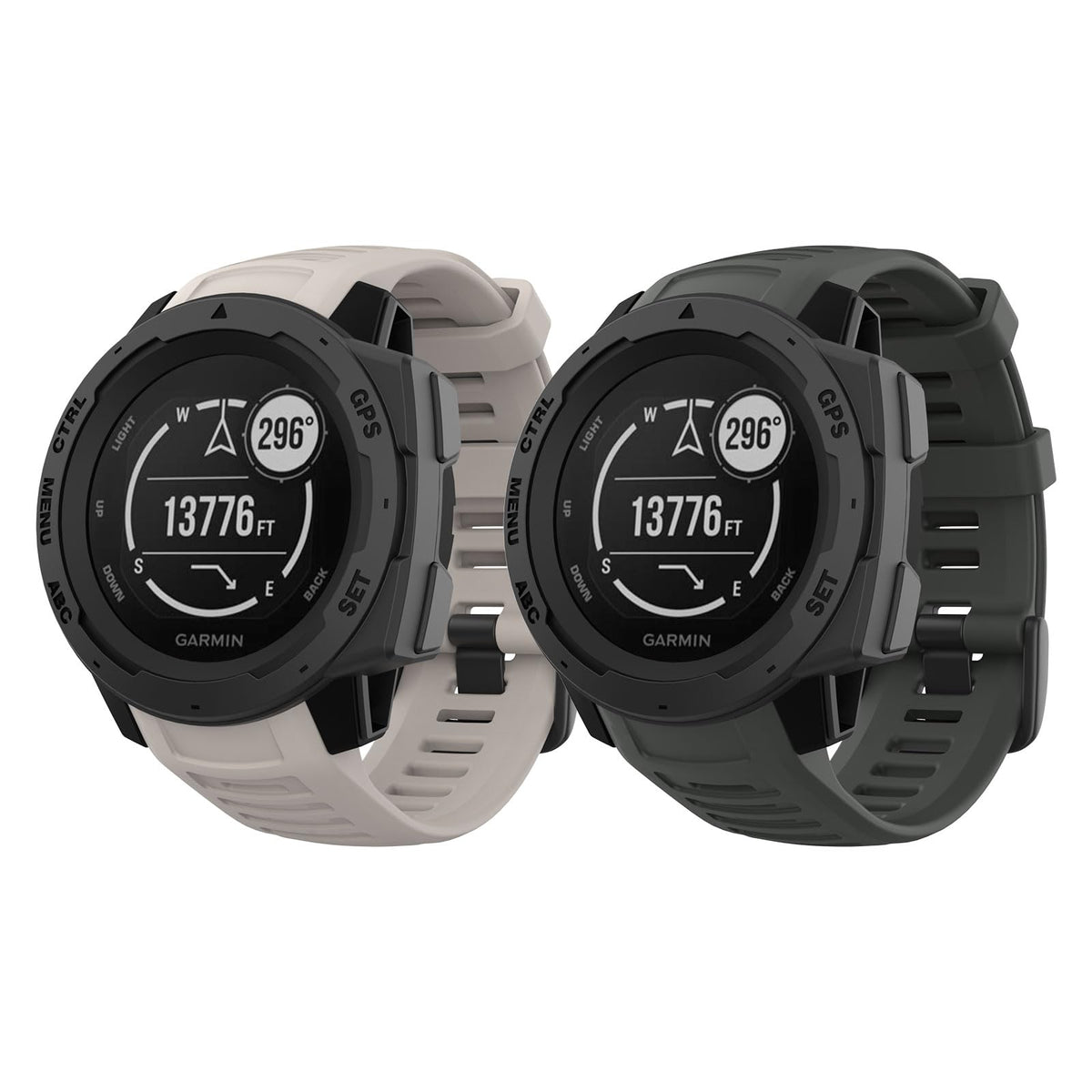Moko 2Pack Watch Strap Compatible With Garmin Instinct Esports/Solar/Tactical/Tide Military Watch,Silicone Adjustable Replacemen