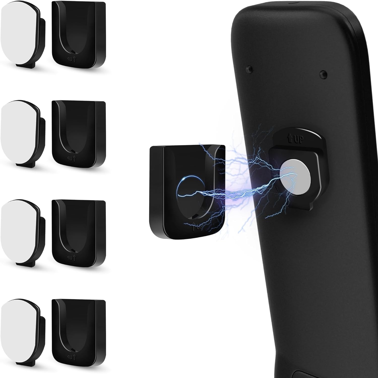 Guze Us 4 Piece Magnetic Remote Control Holder Wall Mount   Self Adhesive Suitable For Tv Backside As Well As Tv Fan And Air Con