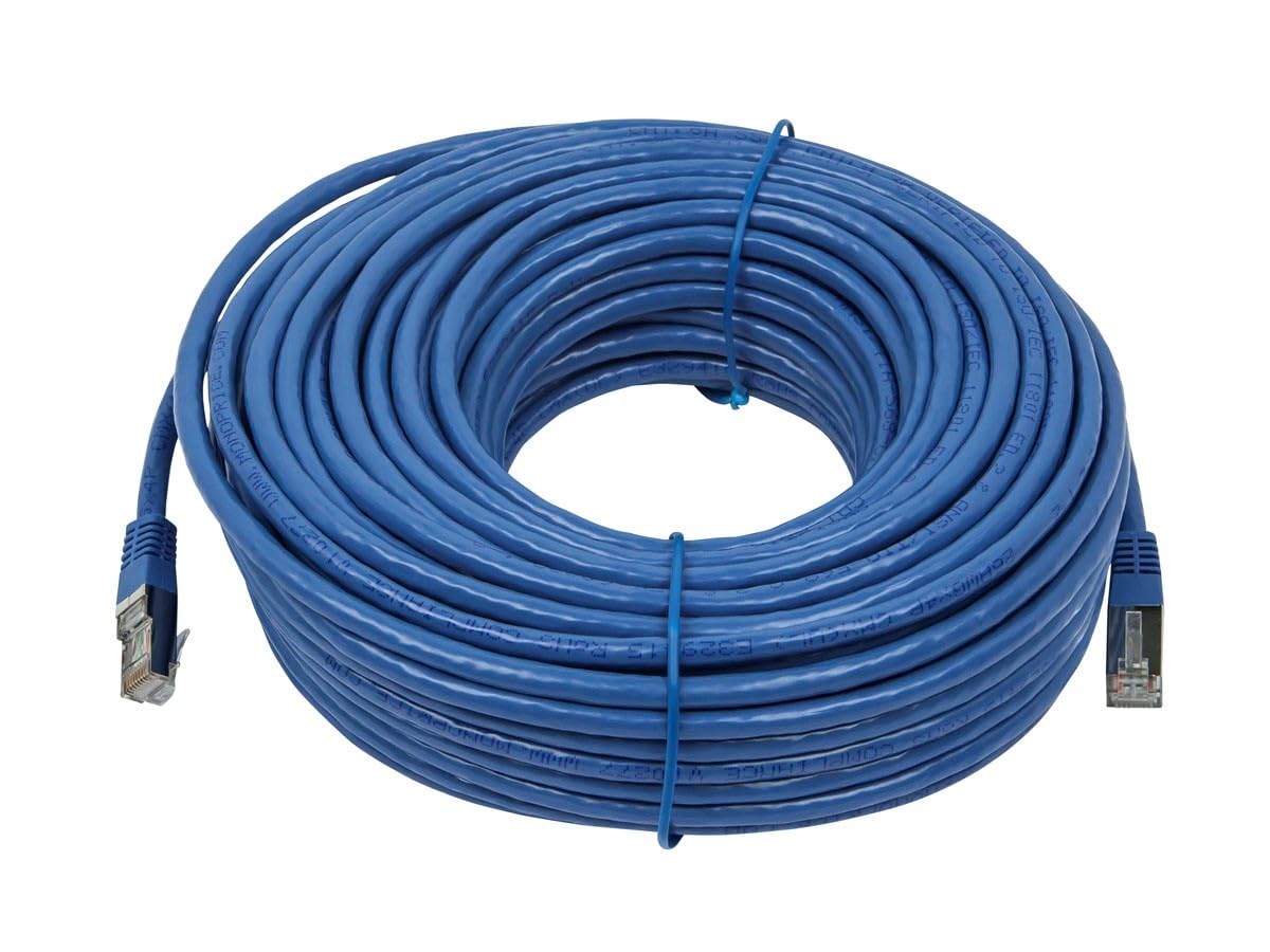 Monoprice Cat6A 100Ft Blue Patch Cable Double Shielded (S/Ftp) 26Awg 10G Pure Bare Copper Molded Rj45 Entegrade Series Ethernet
