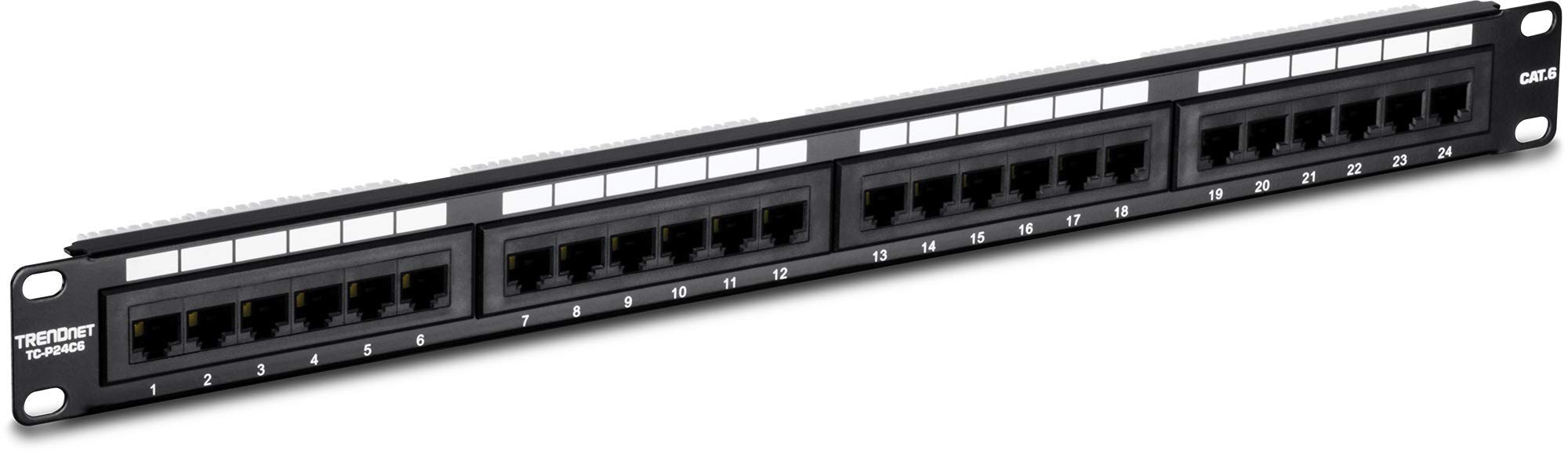 Trendnet 24 Port Cat6 Unshielded Patch Panel, Wallmount Or Rackmount, Compatible With Cat3,4,5,5E,6 Cabling, For Ethernet, Fast Ethernet, Gigabit Applications, Black, Tc P24C6 (Pack Of 1)