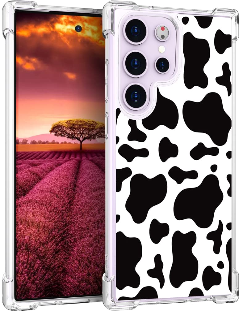 Topgraph Samsung Galaxy S23 Ultra Case Cow Print Cute For Women Girly Designer Girls, Cute Silicone Lovely Cow Spot Theme Design