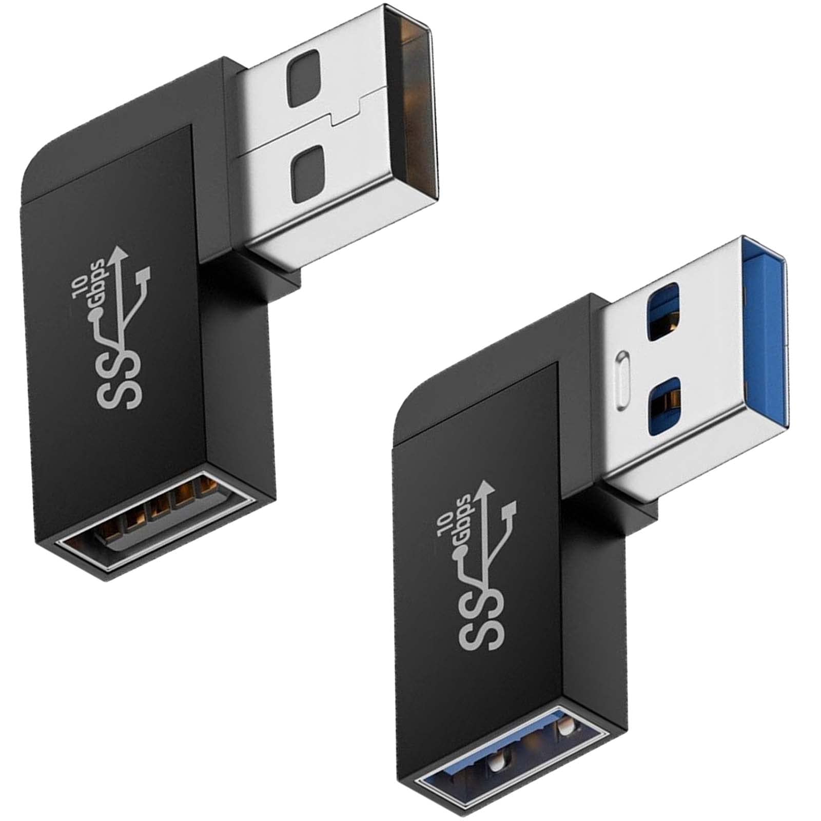 Leehitech Usb 3.0 90 Degree Left Right Angle Usb A Male To Female Adapter Extender Connector, Usb Extension Adapter 2 Pcs For La