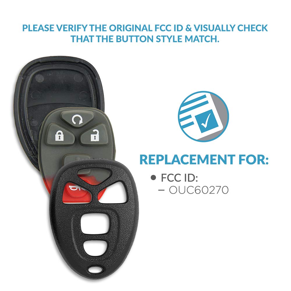 Keyless2Go Replacement For New Shell Case And 5 Button Pad For Remote Key Fob With Fcc Ouc60270   Shell Only