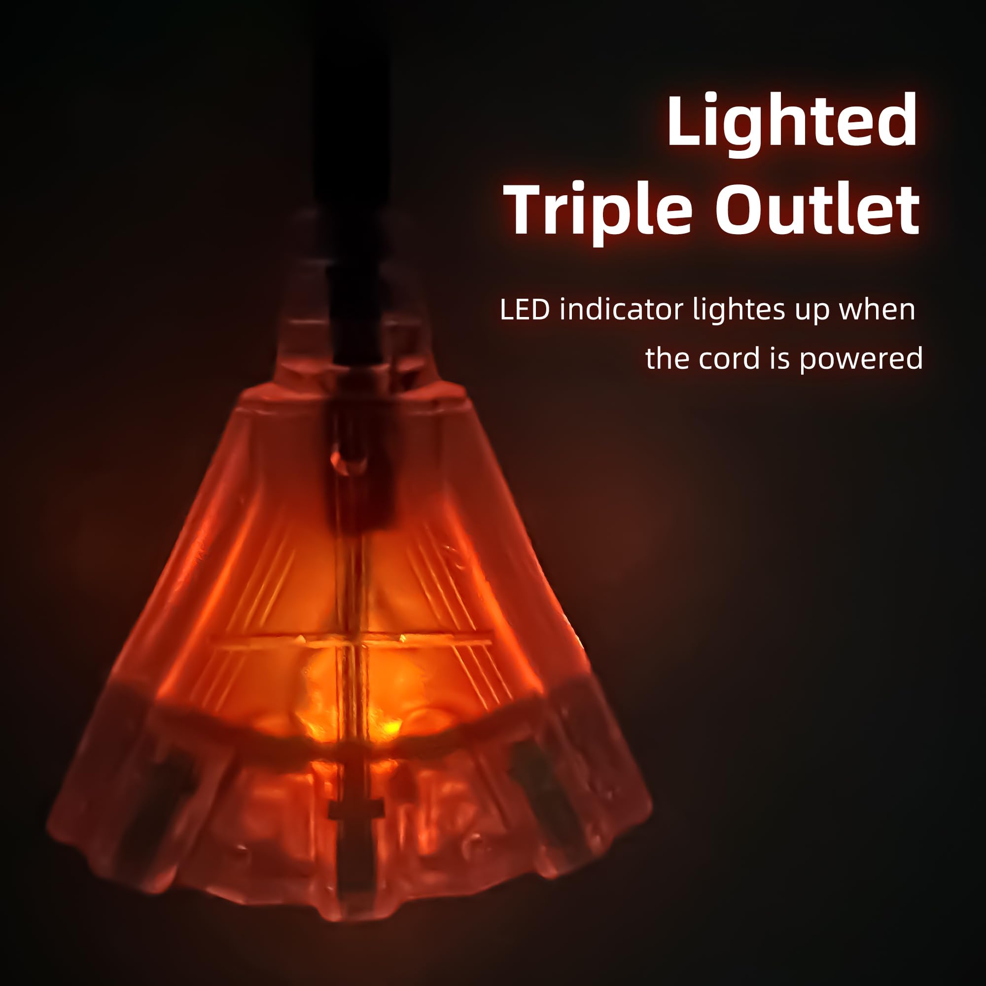 Yojoe 3 Outlets Indoor Outdoor Extension Cord With Lighted End, 3 Prong 15A Weatherproof Power Cord, 12 Gauge Heavy Duty 40 Ft B