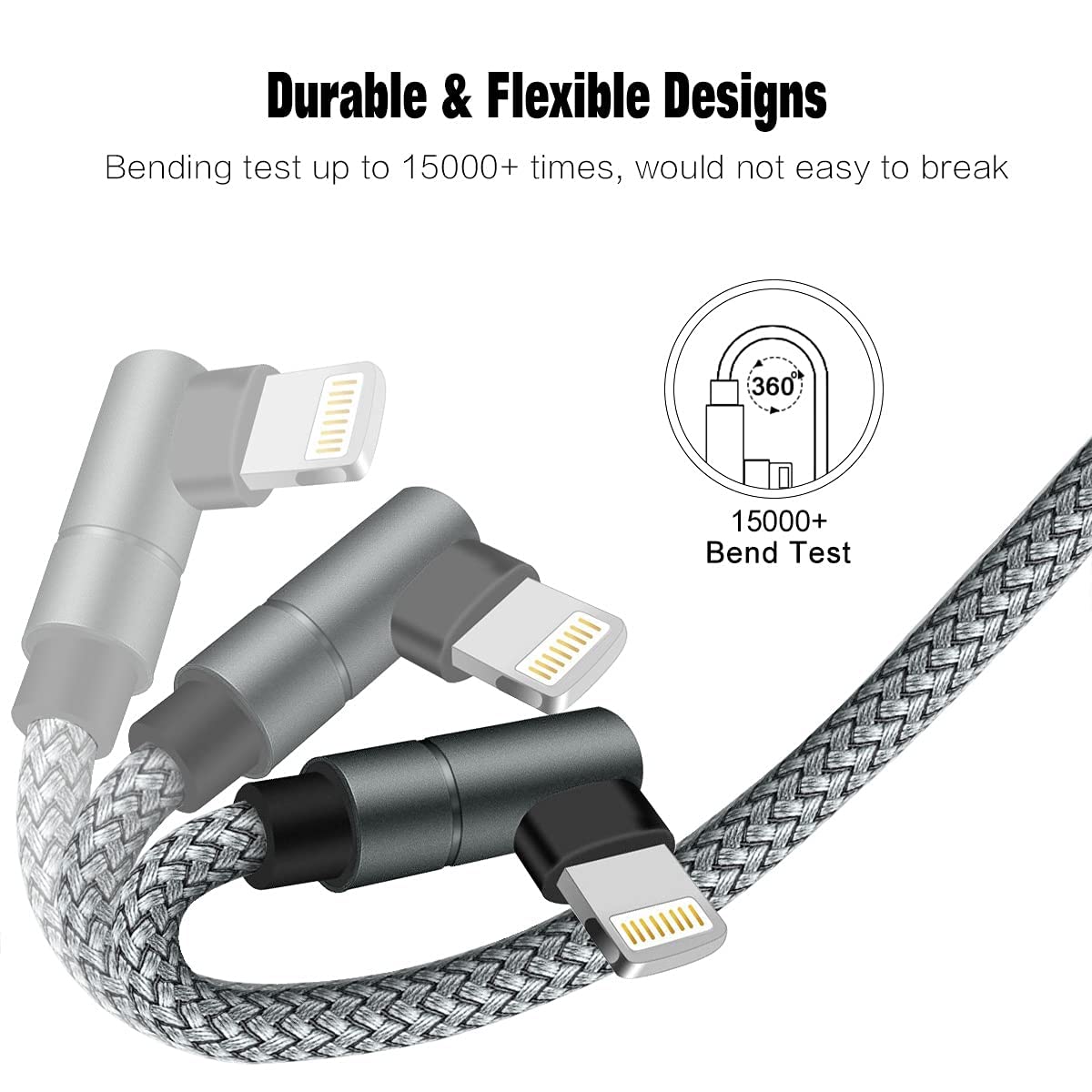Usb C To Lightning Cable 10Ft Mfi Certified 90 Degree Iphone Fast Charger Nylon Braided Extra Long Charging Cord Compatible With