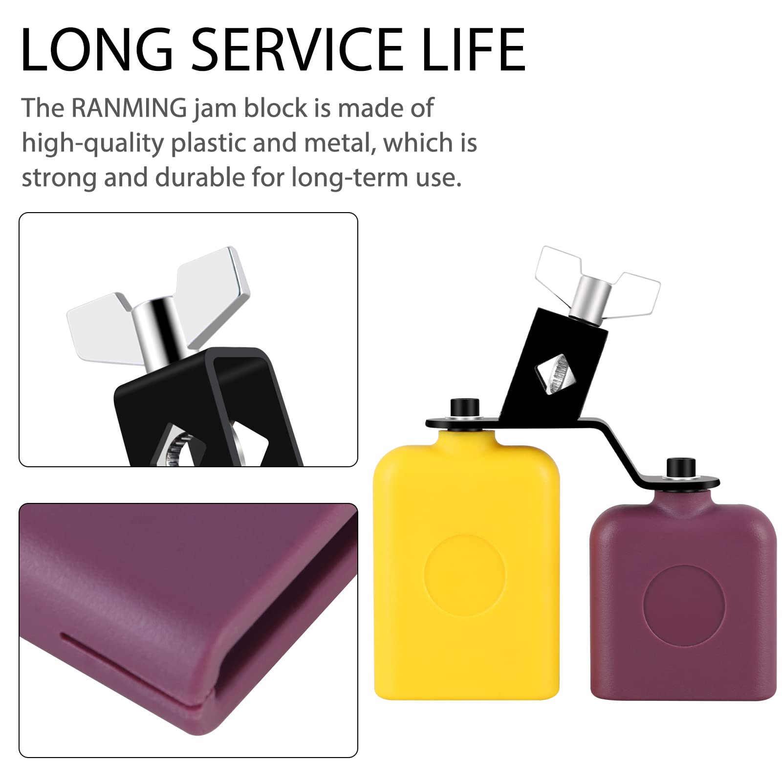 Ranming Jam Block Plastic Cow Bell Double Sambago Bell Jam Block For Band Practice Festival Performance,Latin Percussion Instrum