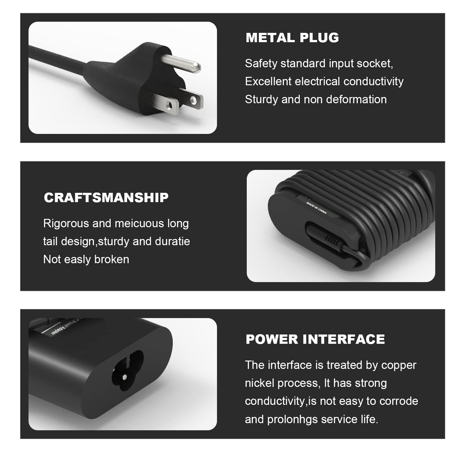 65W 45W Usb C Type C Laptop Charger Replacement For Dell Latitude 7275 7370 5420 5285 5290 5520 Xps 13 9250 9360 9365 9370 9380