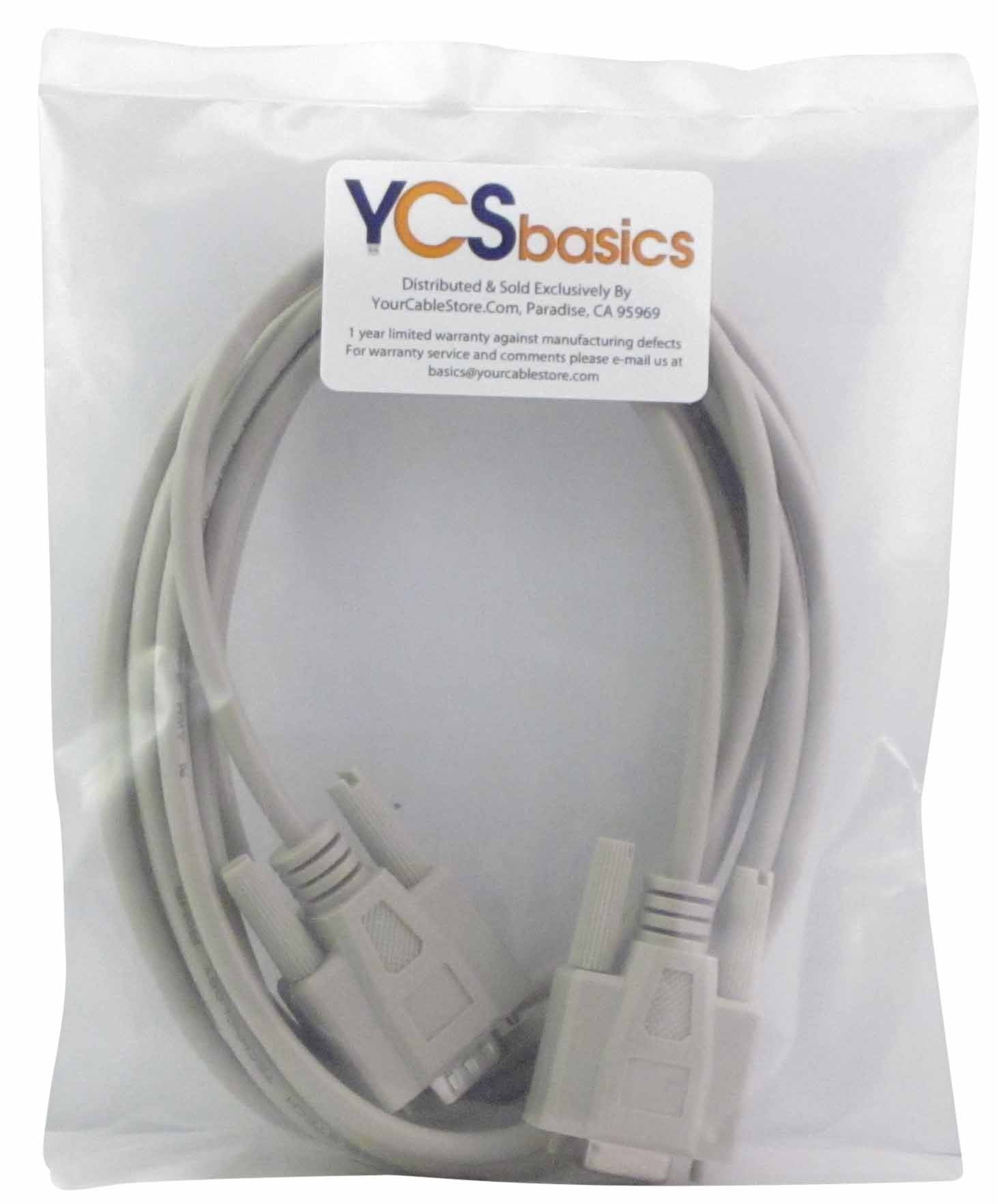 YCS basics DB9 9 Pin Serial RS232 Male/Female Extension Cable 10 Foot Gray