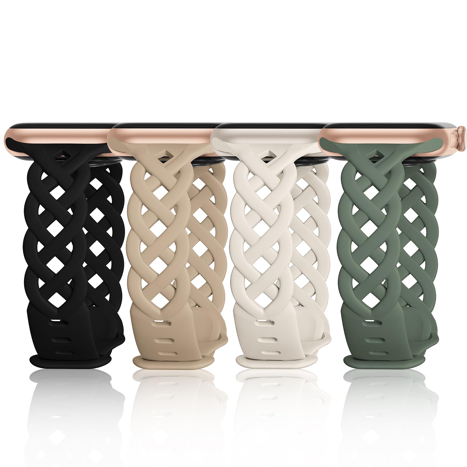 Slim Silicone Bands Compatible With Apple Watch Band 40Mm 38Mm 41Mm 44Mm 45Mm 46Mm 42Mm Women Floral Breathable Braided Lace Thi