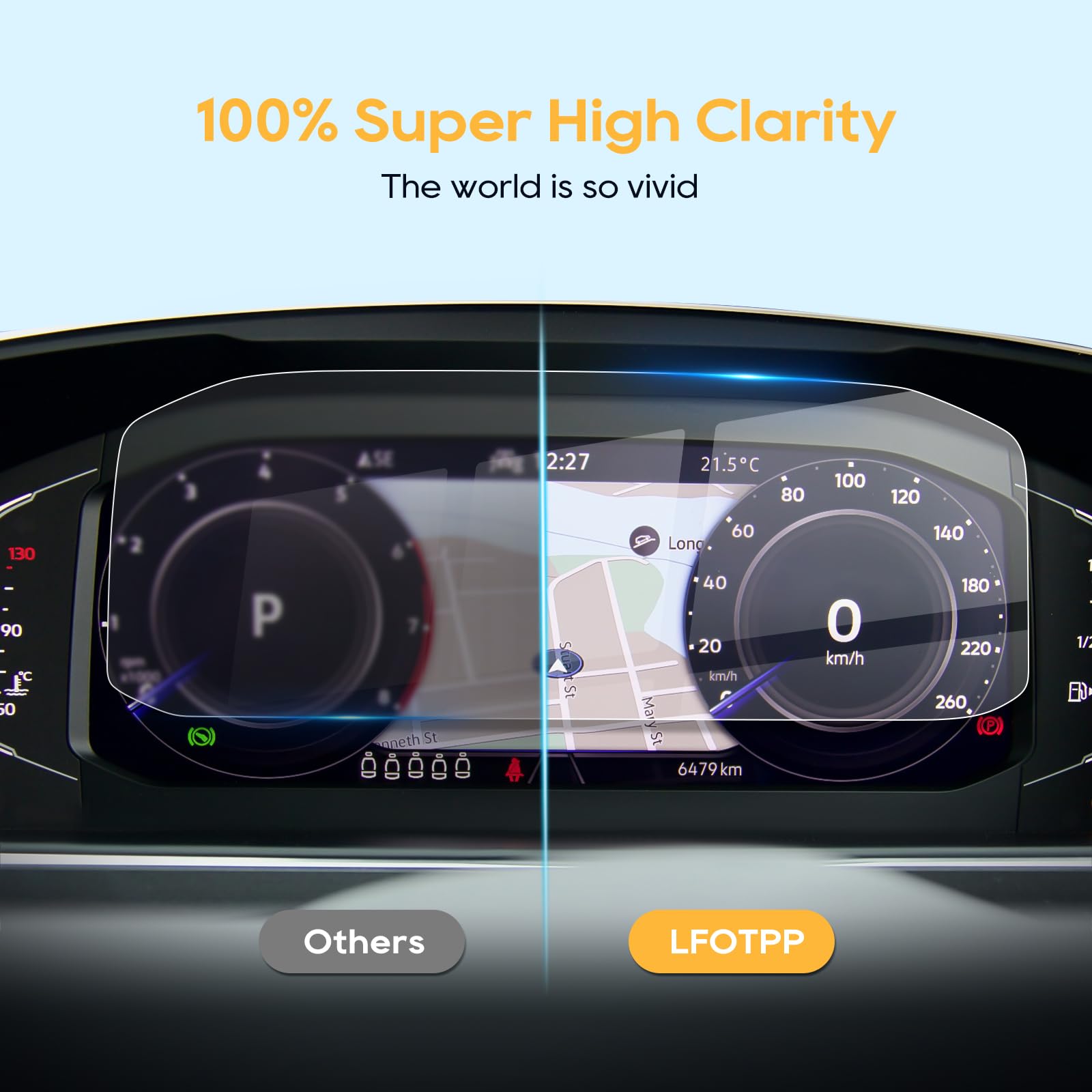 Lfotpp 2019 Tiguan Allspace Active Info Display 10.25 Inch Instrument Panel Tempered Glass Screen Protector,Dash Panel Screen,Anti Scratch High Clarity