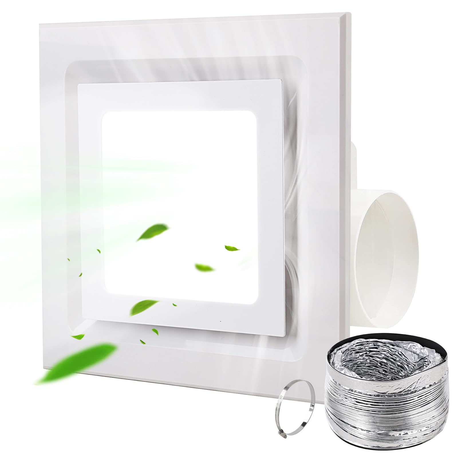 Feiton Bathroom Exhaust Fan With Light, Ceiling Mount, 110 Cfm 1.0 Sones 4 Inch Duct, Quiet Square Bath Fan Light Combo, Shower