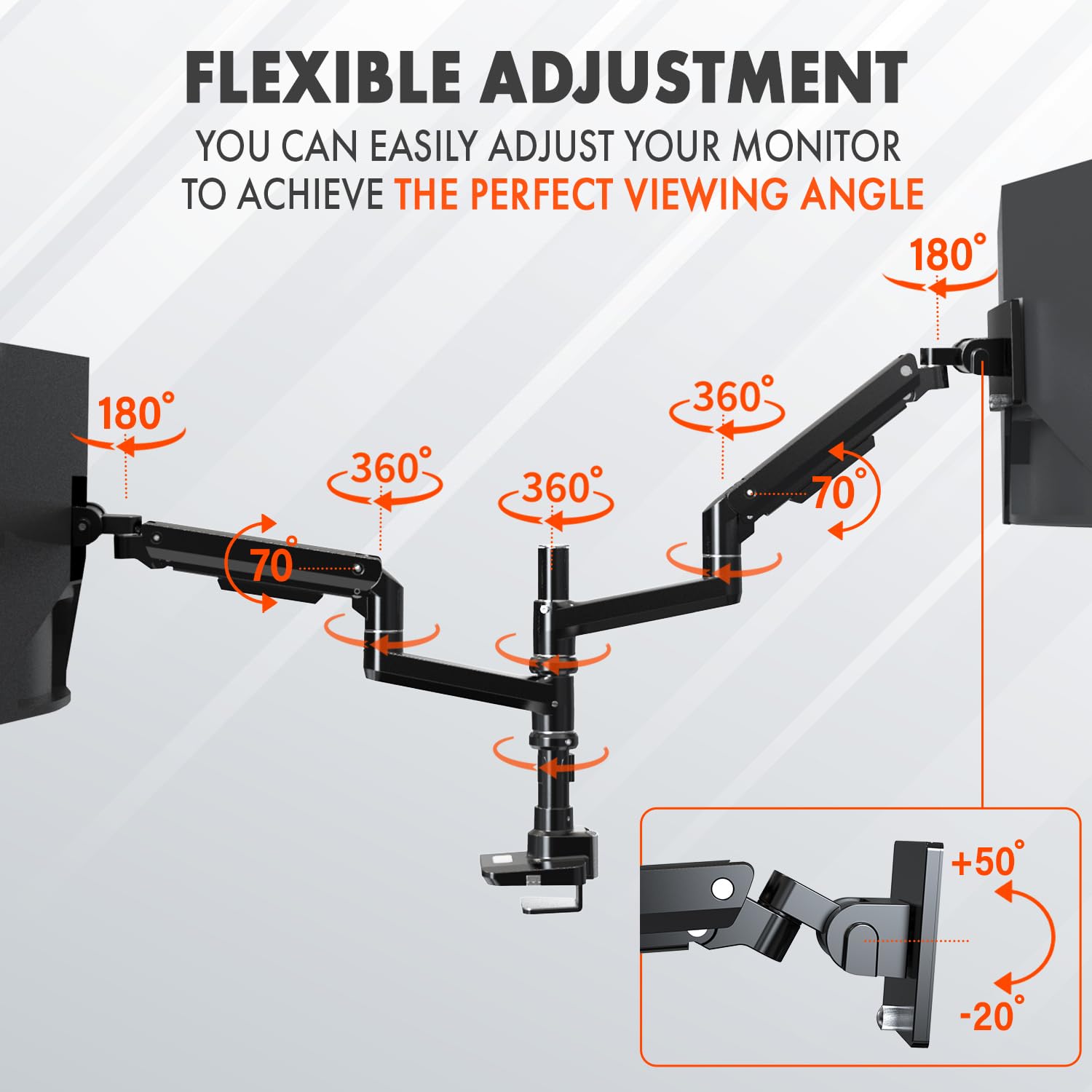 G Pack Pro Dual Monitor Arm   Heavy Duty Gas Spring Monitor Mount For Up To 49 Inch Computer Screens   Black Dual Monitor Stand