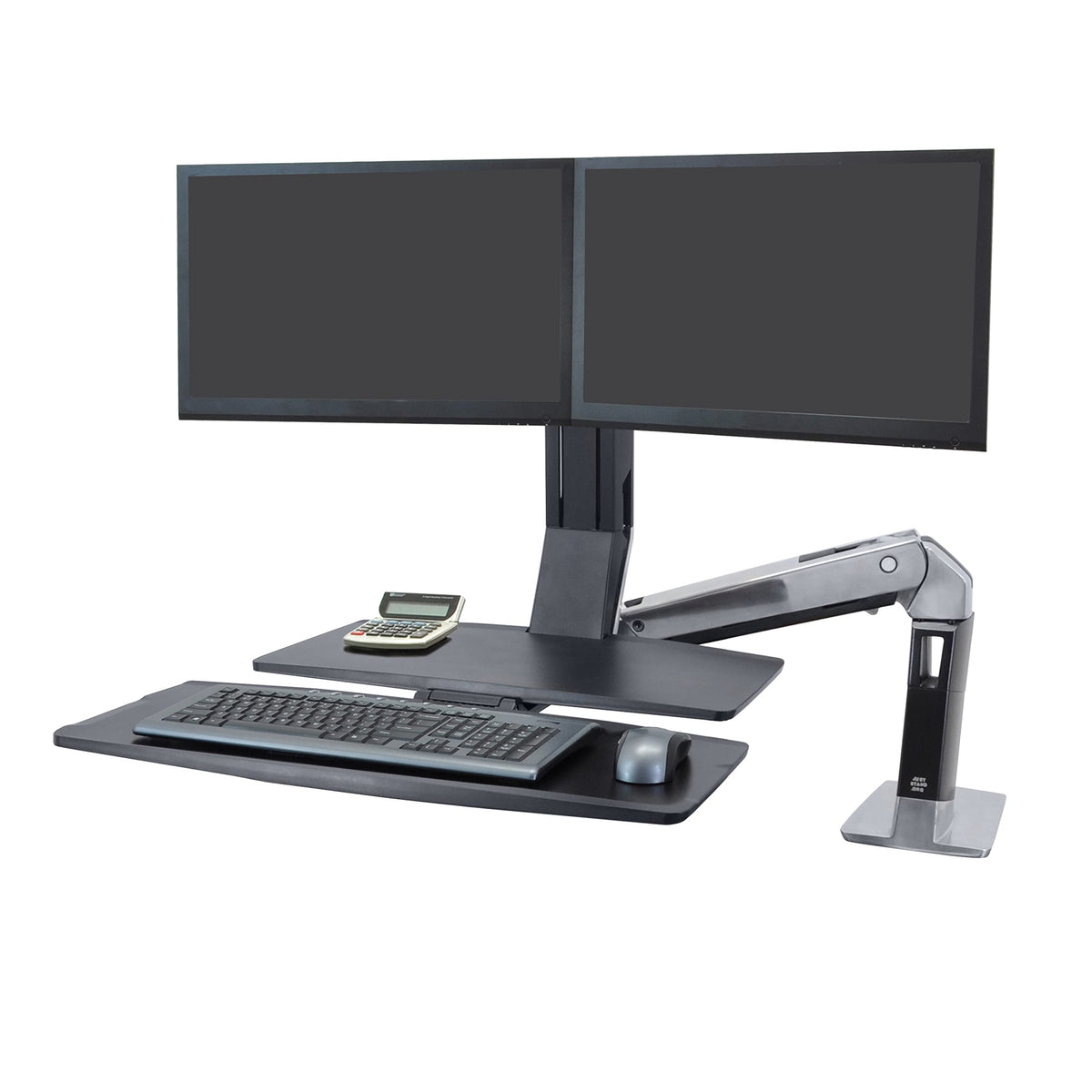 Ergotron � WorkFit A Dual Monitor Standing Desk Converter, Sit Stand Workstation for Tabletops � Level Keyboard Tray