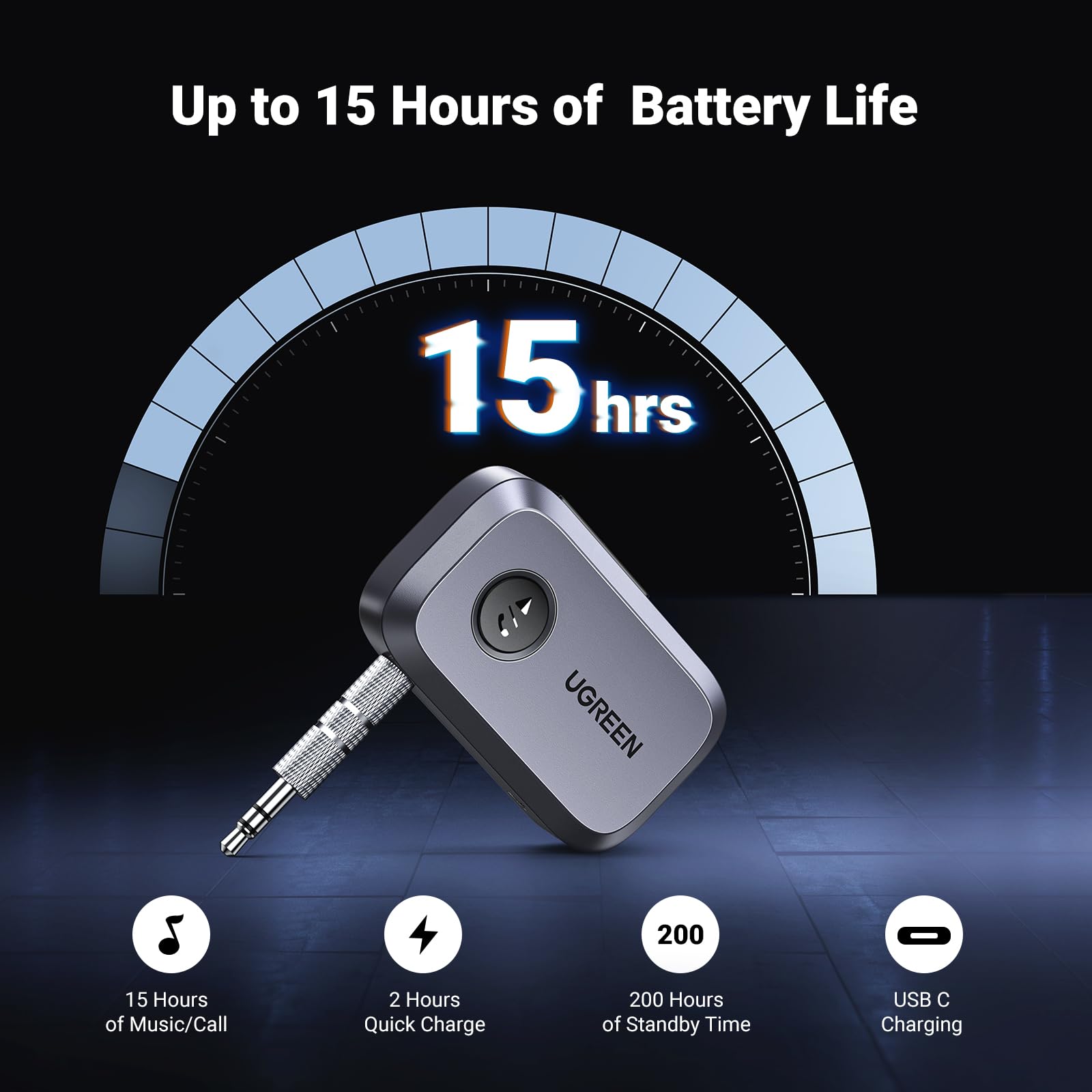 Ugreen 5.3 Aux Bluetooth Adapter For Car, [Greater Connection] Bluetooth Aux Adapter For Car, Bluetooth Aux For Wireless Audio R