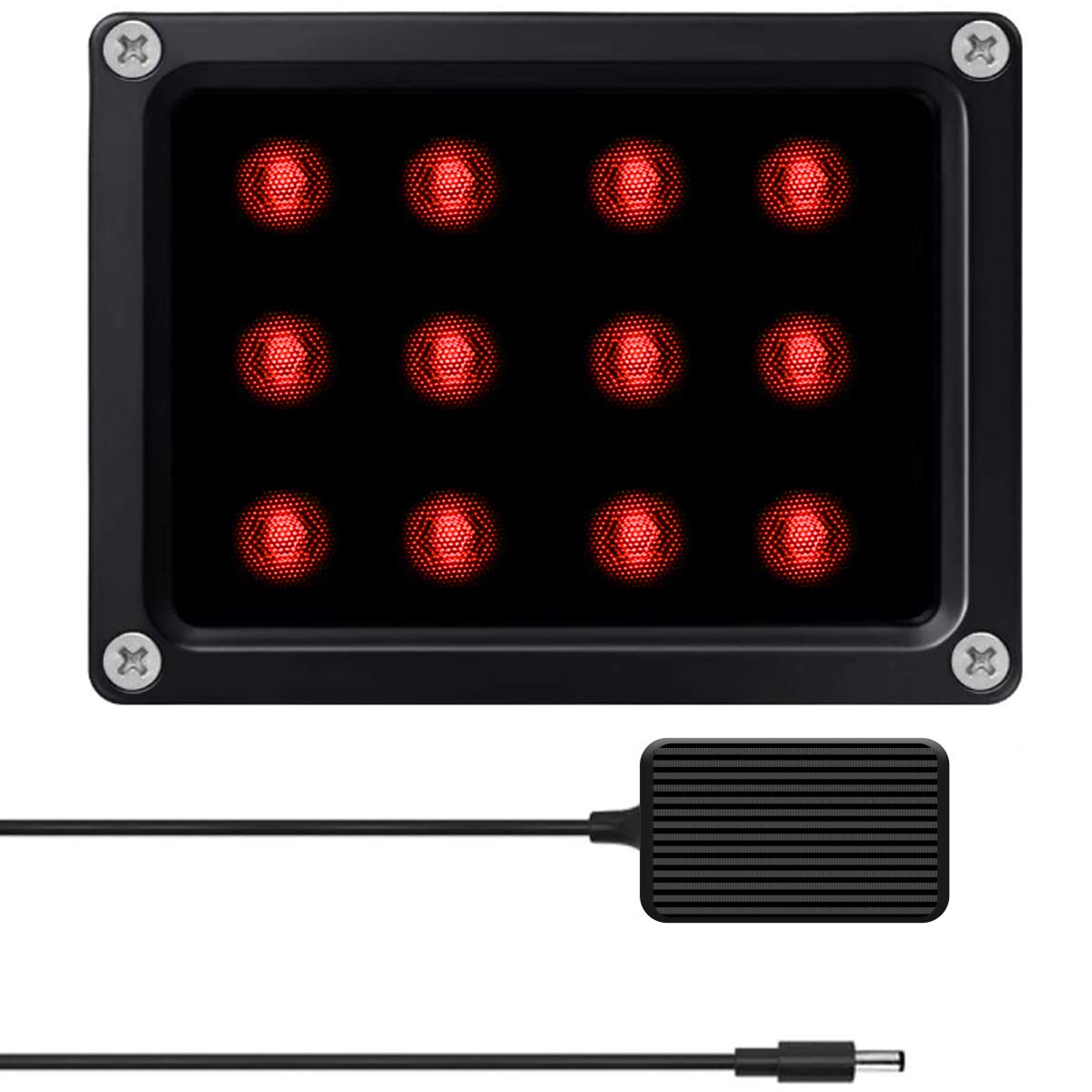 (12 Led Waterproof ) Ir Illuminator High Power Wide Angle Long Range Infrared Light, 120Ft 850Nm Ir Flood Lights With Power Adapter For Night Vision Cctv & Ip Security Camera, Outdoor/Indoor Use