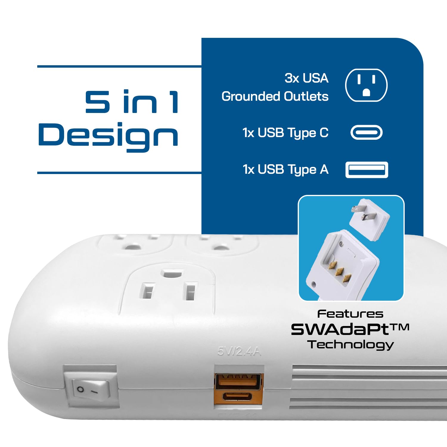 Ceptics 300W Travel Voltage Converter, 220V To 110V 50Hz To 60Hz Step Down For Curling Iron, Straightener, 1 Usb, 1 Usb C 18W, S