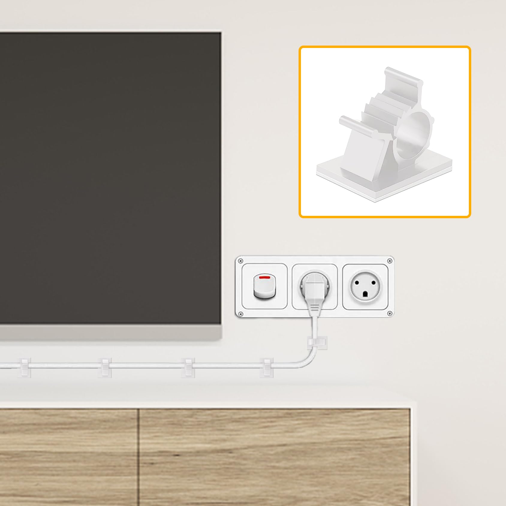 Viaky 30Pcs Self Adhesive Cable Clips Reusable Adjustable Nylon Bracket Automobile, Indoor And Outdoor Desk Wall Wiring Wire Fix