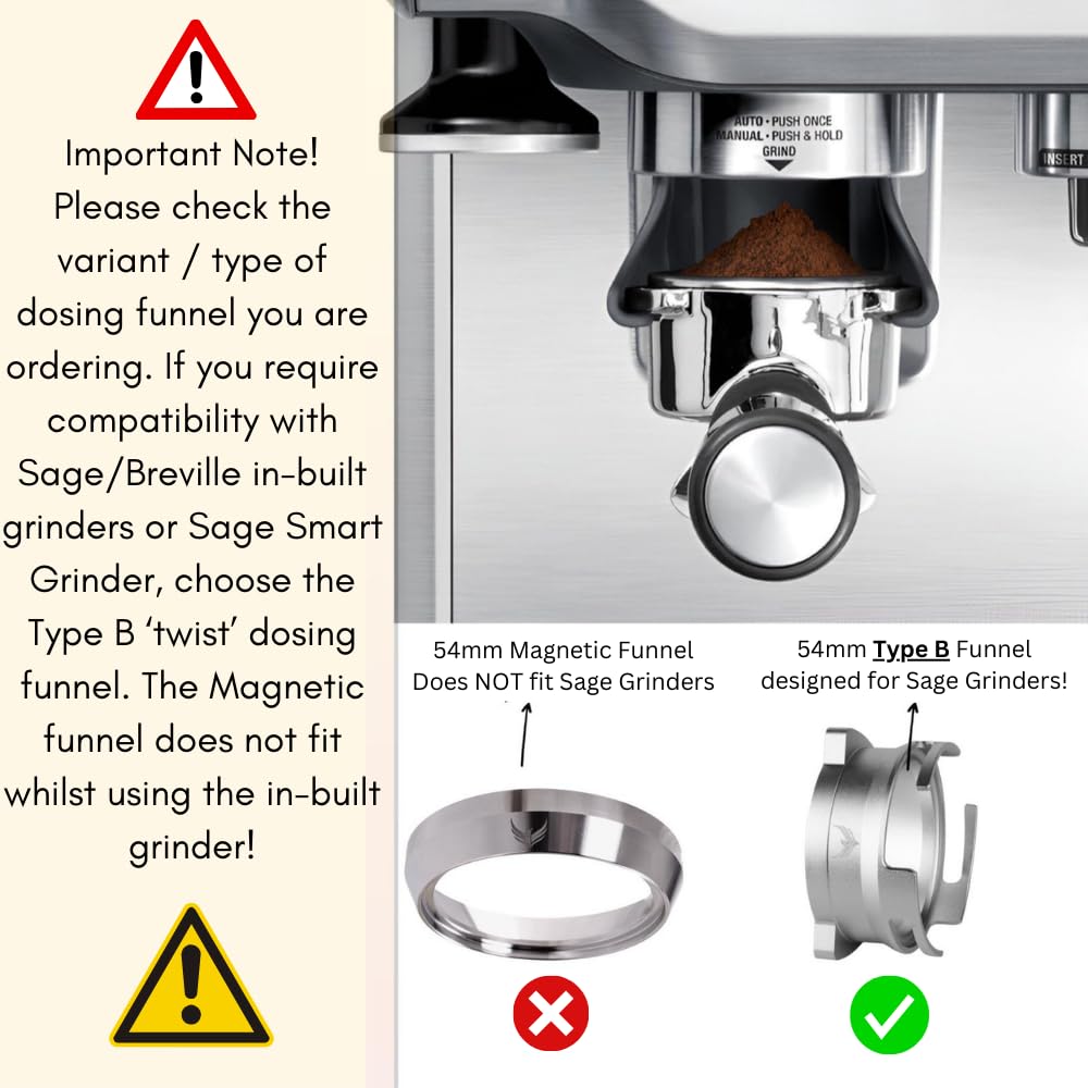 54Mm Dosing Funnel Espresso Puck Screen Set Knodos Grinder Trigger Portafilter Funnel And Filter Compatible With Breville 54Mm P