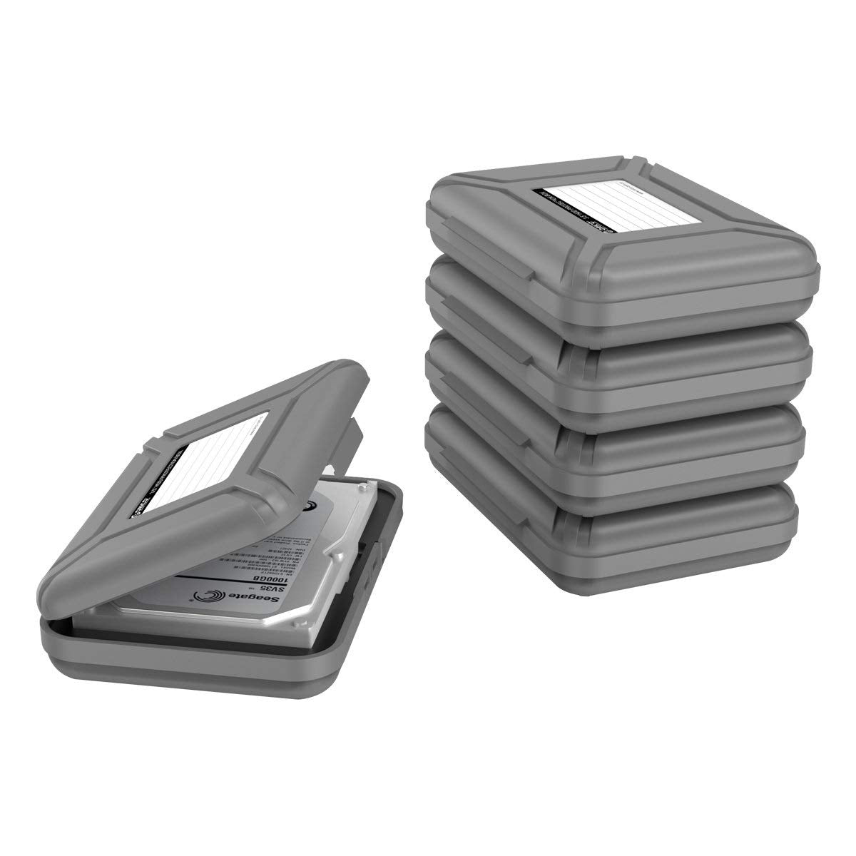 ORICO External Hard Drive Case for 3.5 Inch HDD/SSD 5 Packs Portable Hard Drive Carrying Protective Storage Box Anti Static and Shockproof  PHX5S