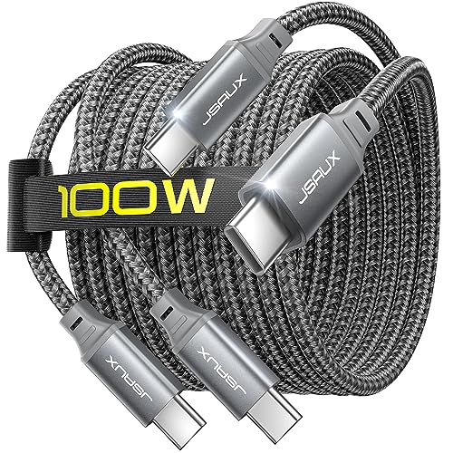 Jsaux 2Pack 100W/5A Type C To Type C Cable Fast Charging 6.6Ft/2M Braided Usb C To Usb C Cable, 480Mbps Data Sync For Iphone 16