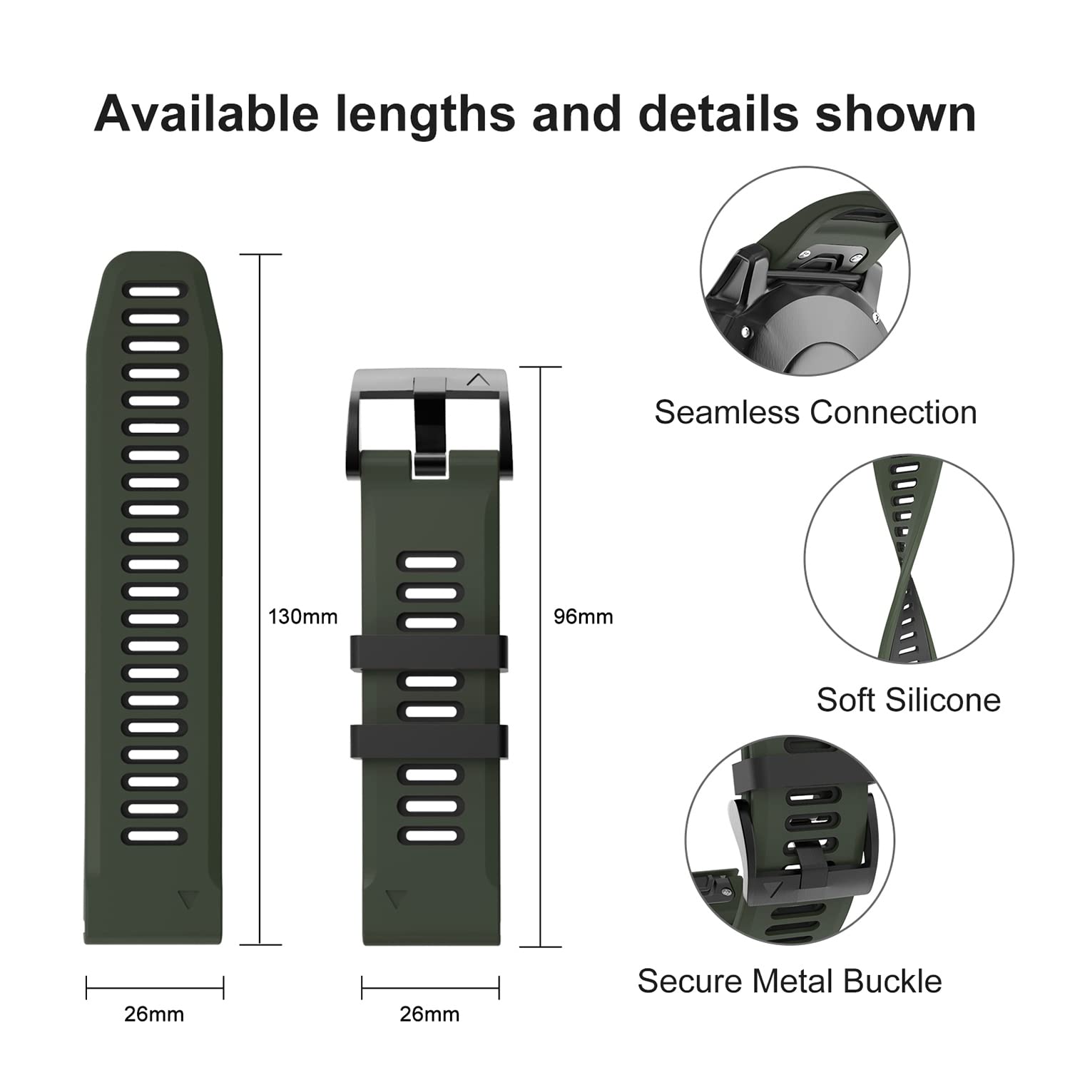 Overstep Compatible With Fenix 6X Watch Band 26Mm Quickfit Silicone Strap For Garmin Fenix 7X/Fenix 6X Pro/Fenix 5X/Fenix 5X Plu