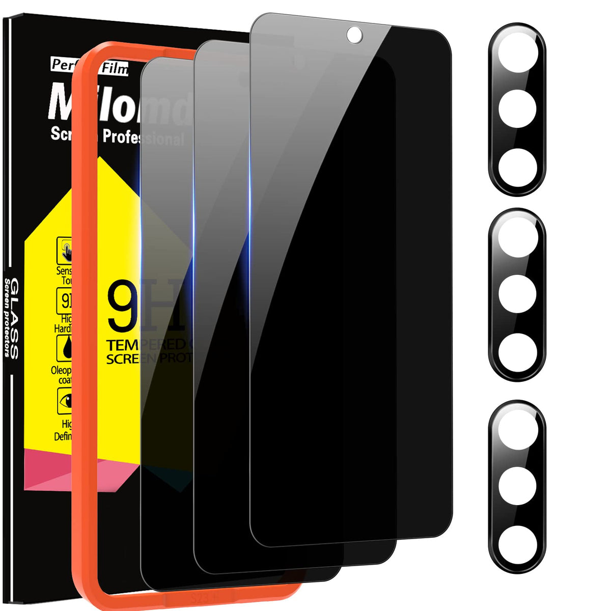 Milomdoi [3+3 Pack] For Samsung Galaxy S23 Privacy Screen Protector Tempered Glass Accessories 3 Pack Privacy Screen Samsung Gal