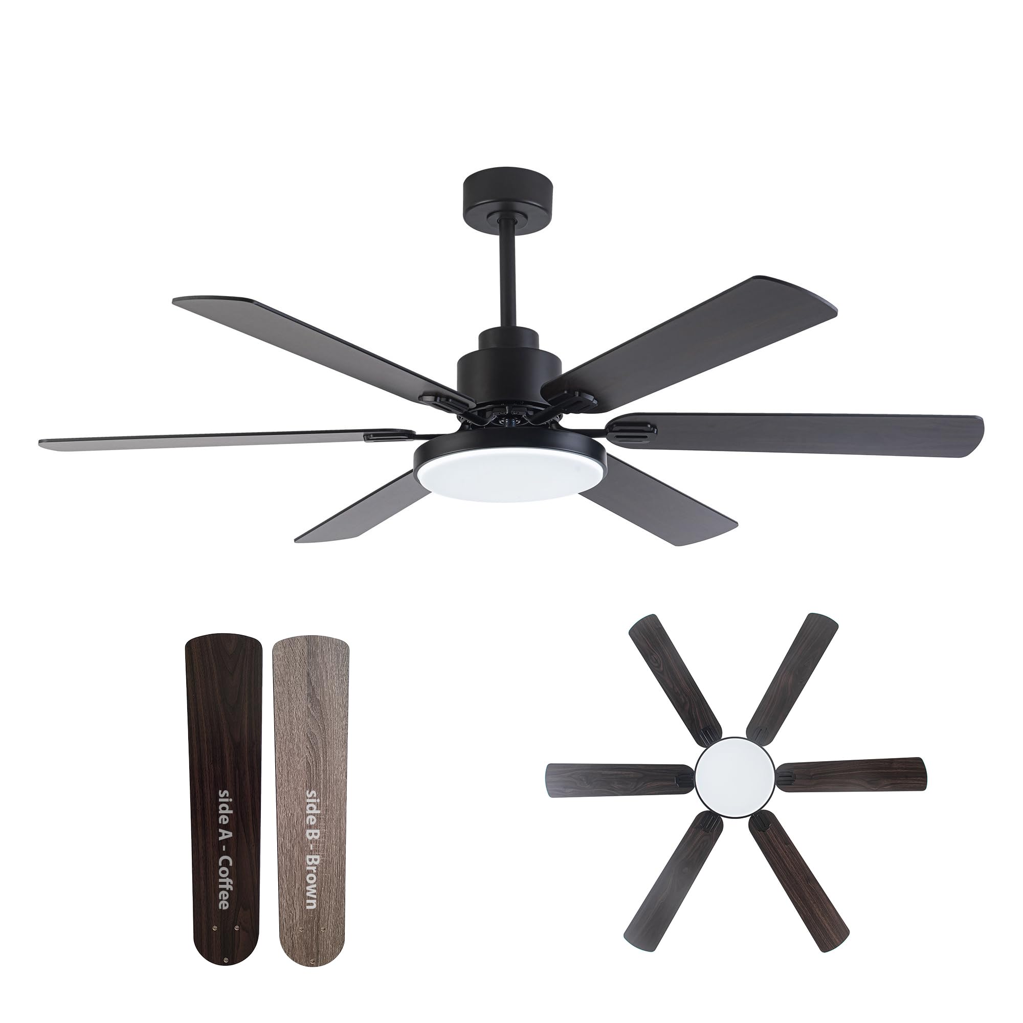 Parrot Uncle Ceiling Fans with Lights and Remote 60 Inch Black Ceiling Fan with Light Large Outdoor Ceiling Fans for Patios Cove