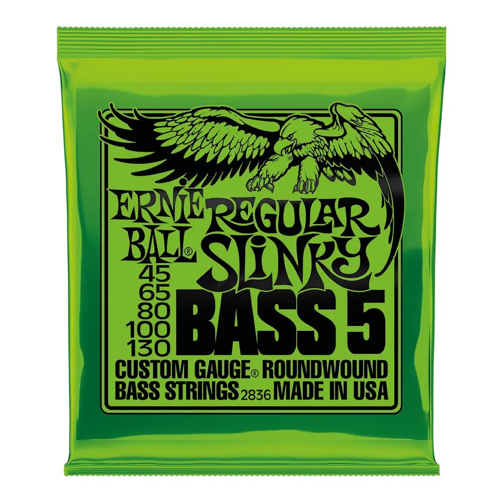 Ernie Ball 5 String Regular Slinky Nickel Wound Bass Guitar Strings, 45 130 Gauge (P02836)