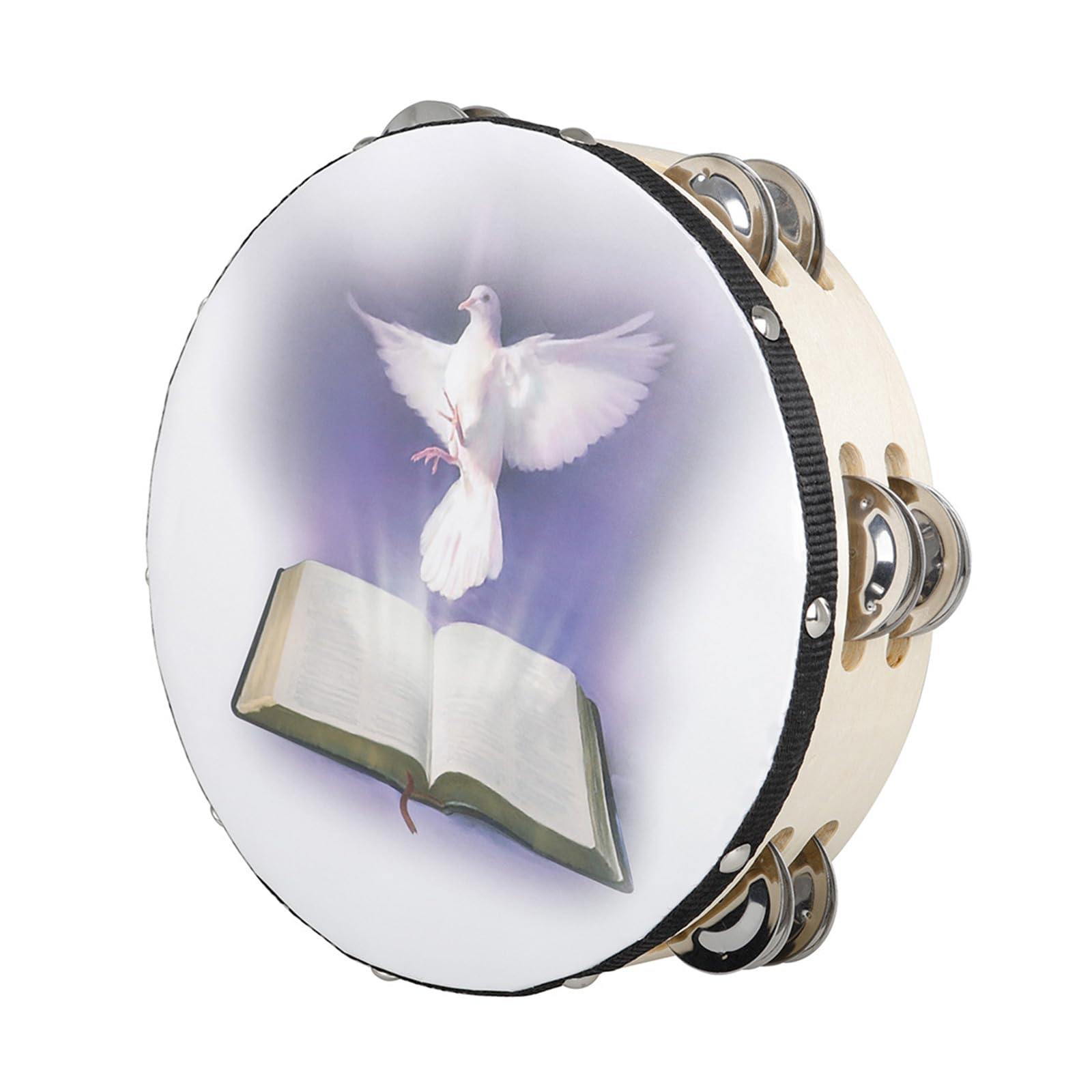 jojobasec Dove Bible Double Row Bells Tambourine Handbell Drum Tambourine Musical Instrument For Party Game Playing