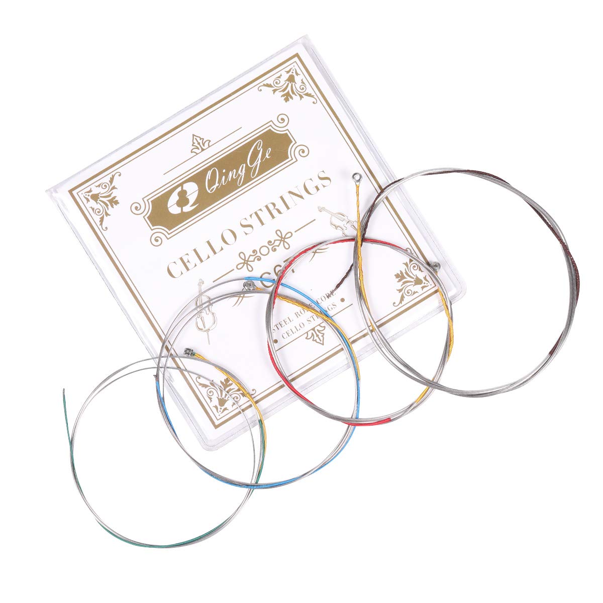 Q Qingge Steel Core Cello Strings 4/4 3/4 Set Strings For Student Strings   Sealed Pouch Prevents Corrosion