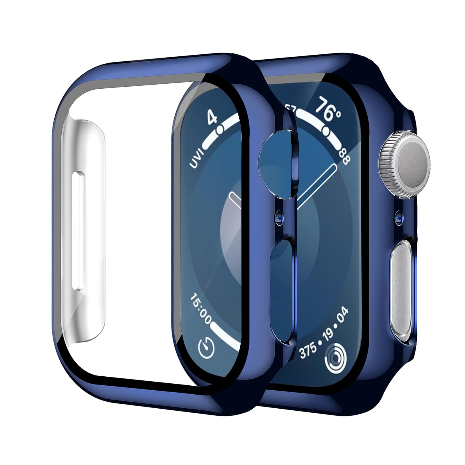 Smiling 2 Pack Case Compatible with Apple Watch Series 9 (2023)/Series 8 /Series 7 41mm with Tempered Glass Screen Protector, Ha